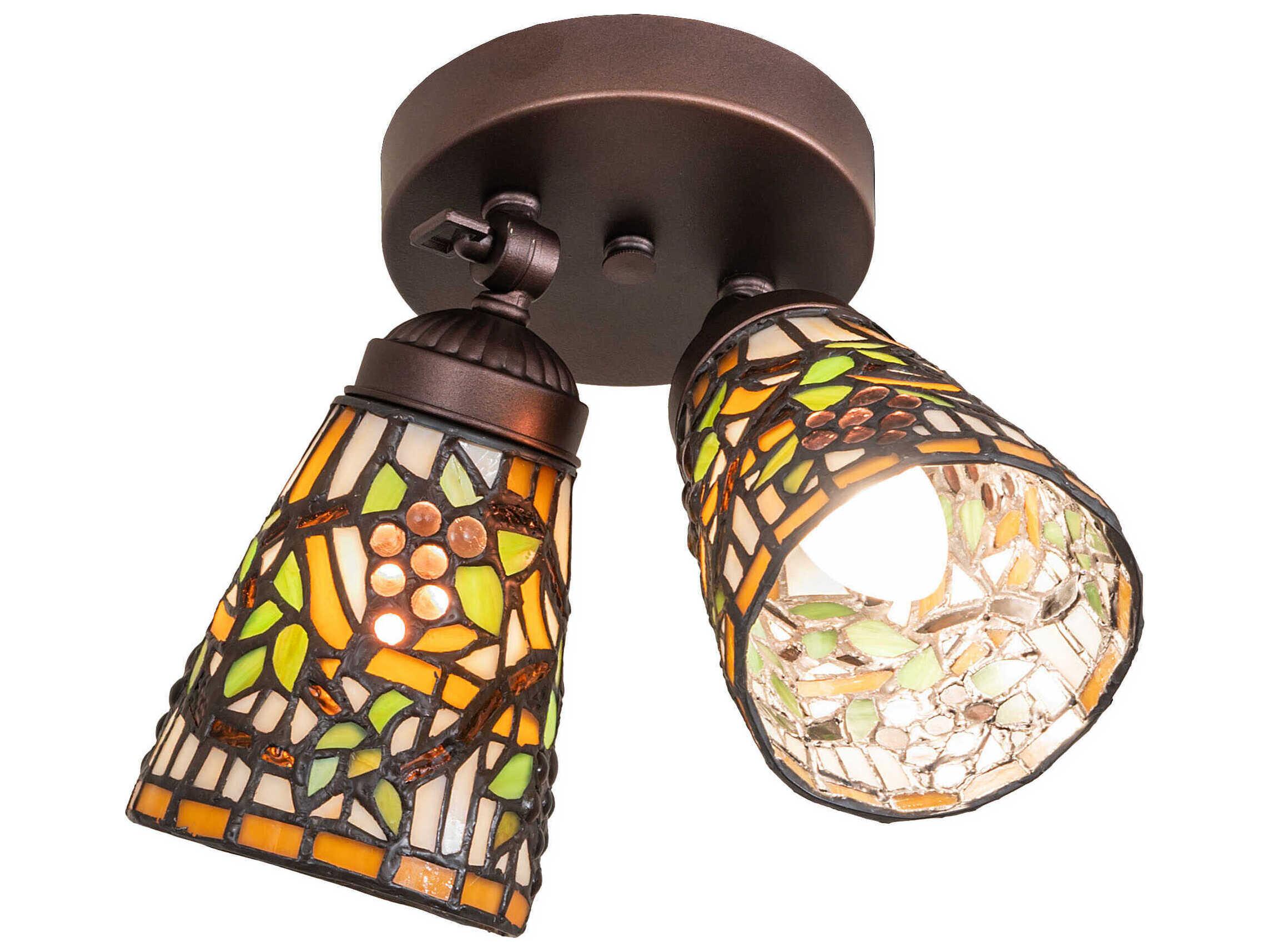 Meyda Jeweled Grape 2-Light Mahogany Bronze Semi Flush Mount