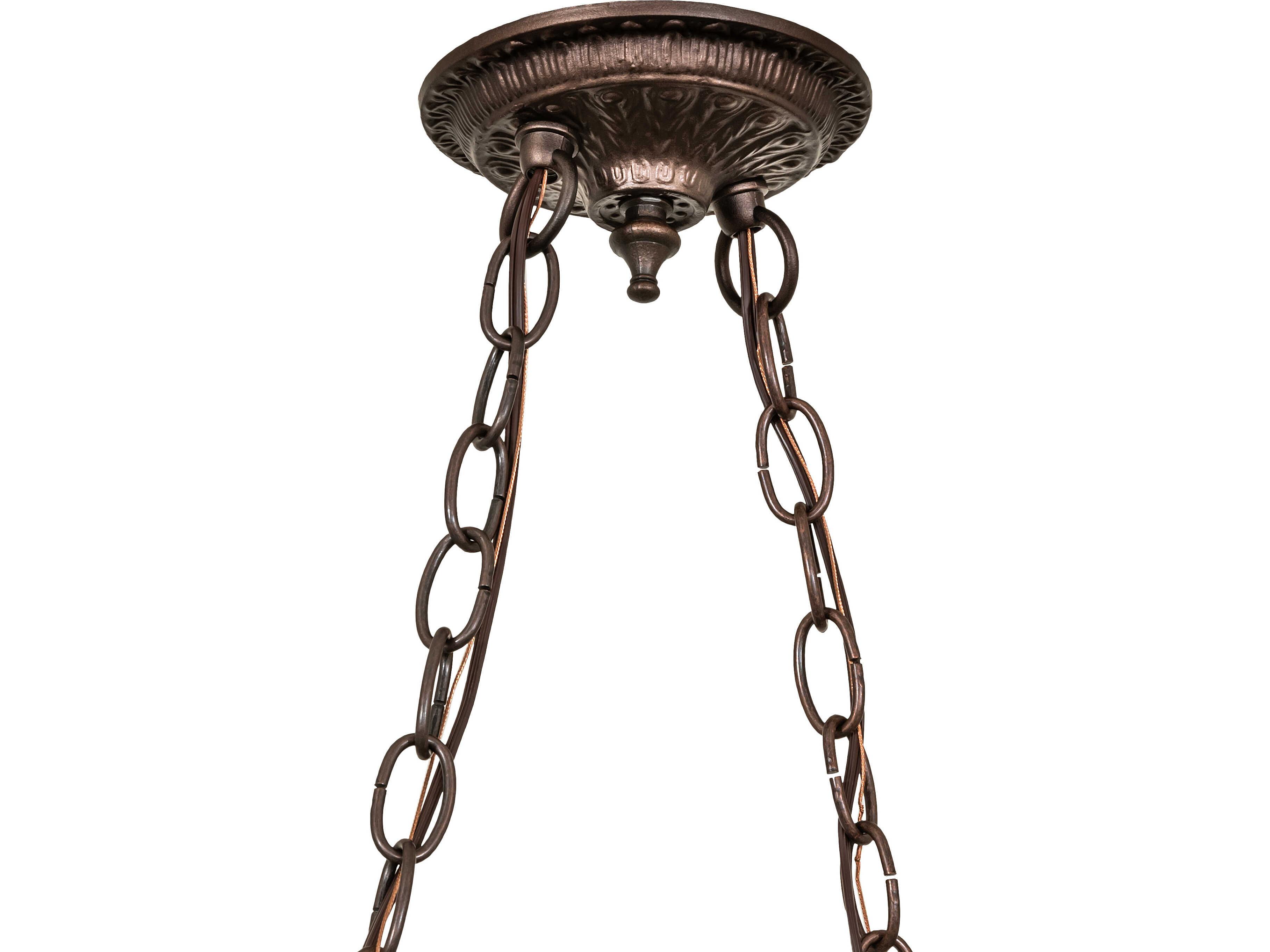 Meyda Tiffany Hanging Head Dragonfly 6-Light Stained Glass Bronze Linear Island Pendant