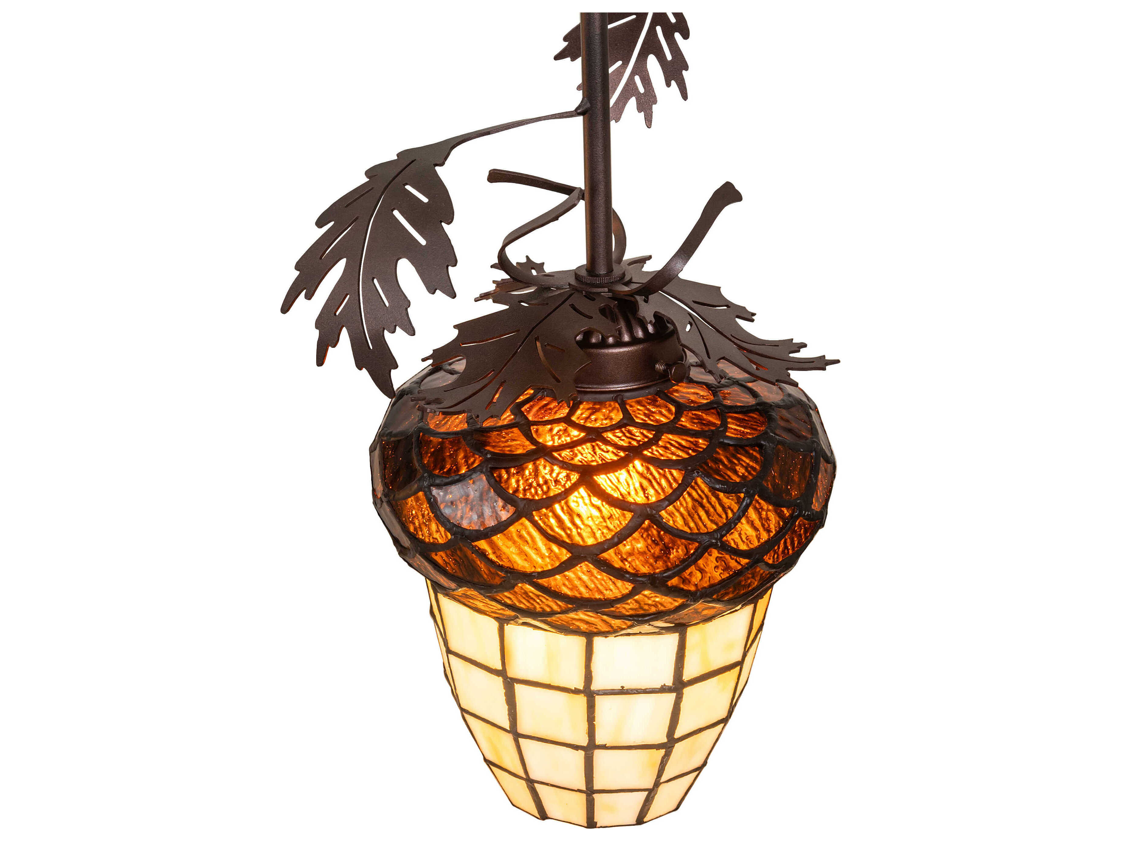 Meyda Oak Leaf And Acorn 3-Light Mahogany Bronze Traditional Island Pendant