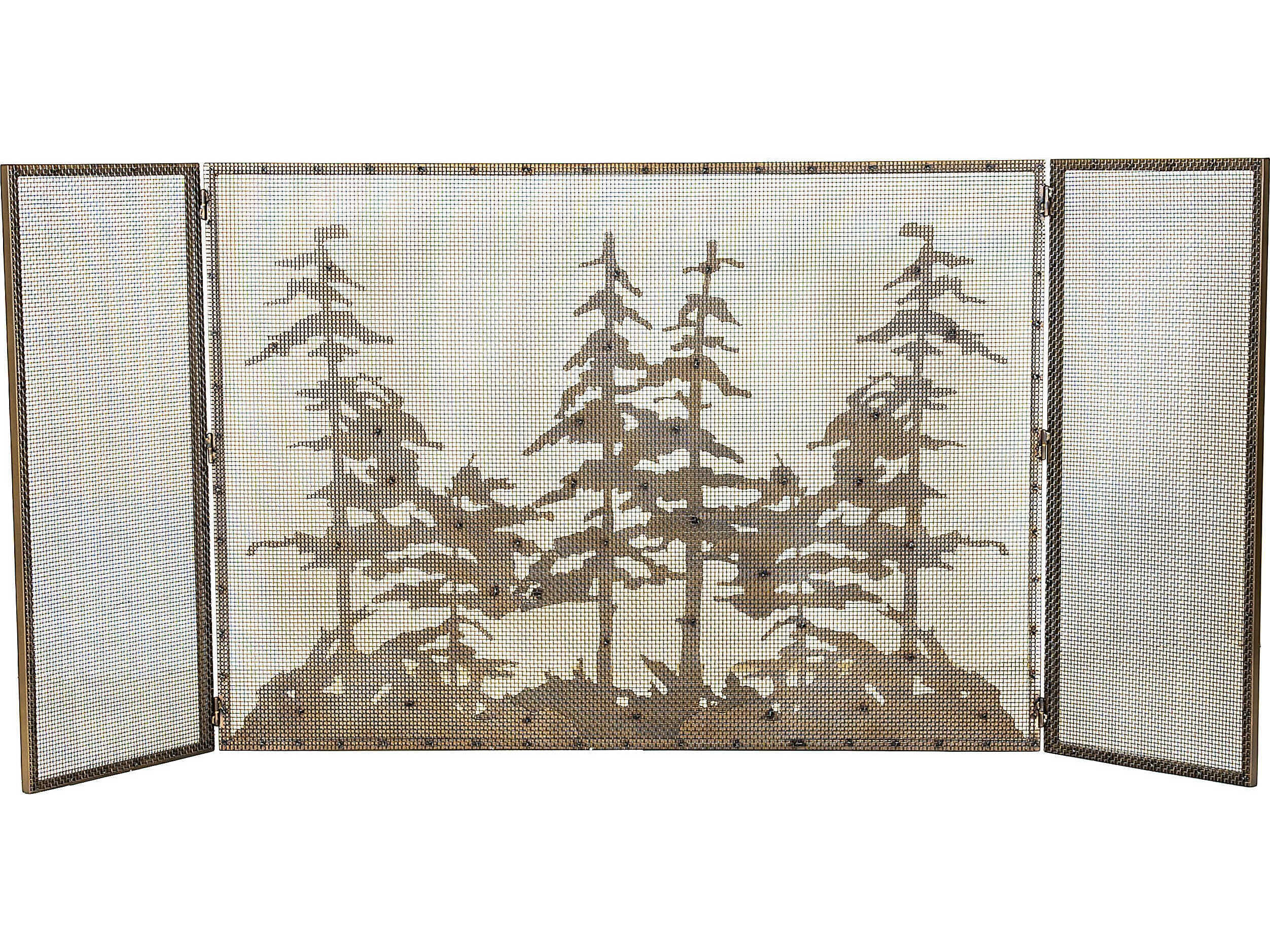 Meyda Antique Copper Tall Pines Fireplace Screen