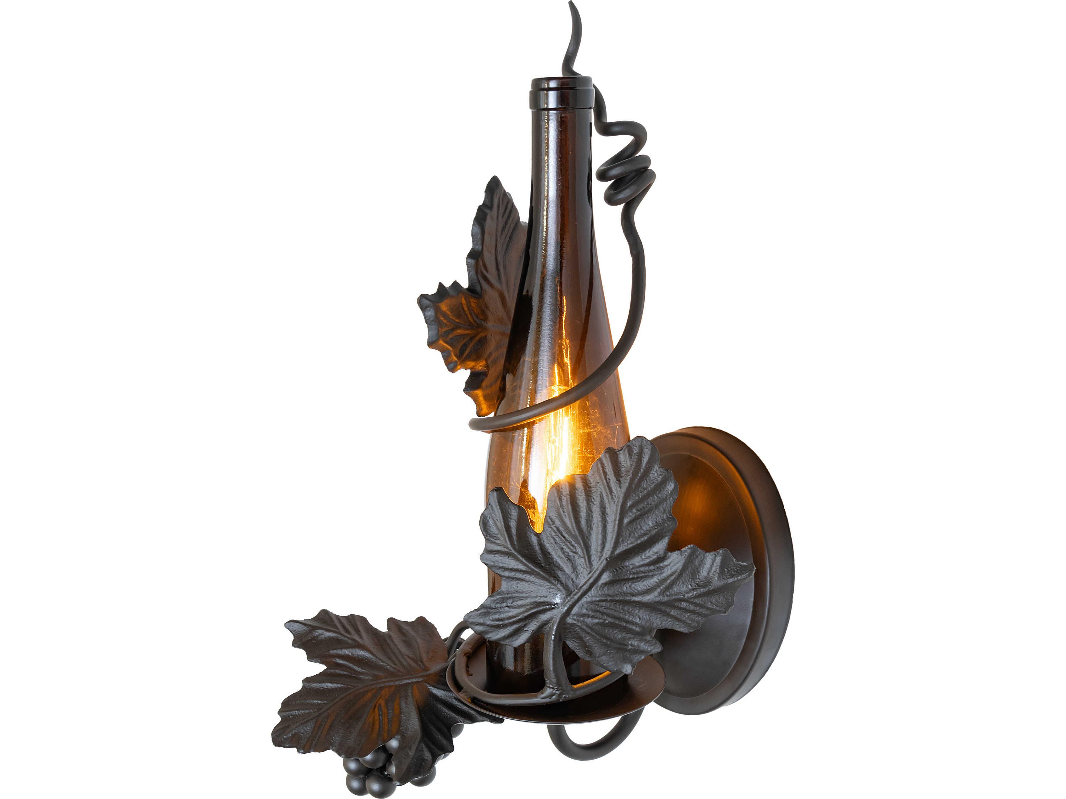 Meyda Tuscan Vineyard 1-Light Amber Wine Bottle Bronze Traditional Wall Sconce