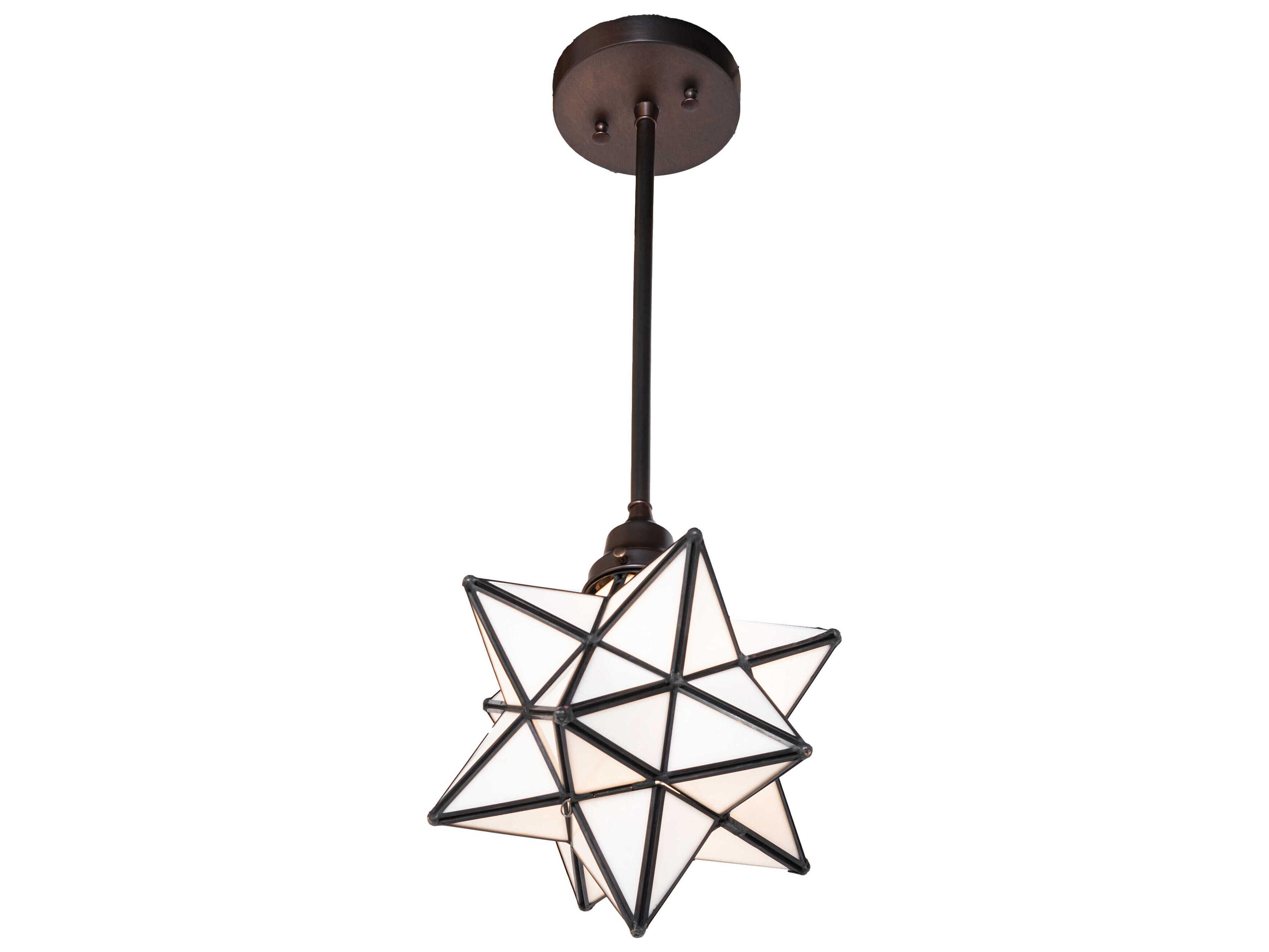 Meyda Moravian Star 1-Light Craftsman Brown Mini Pendant