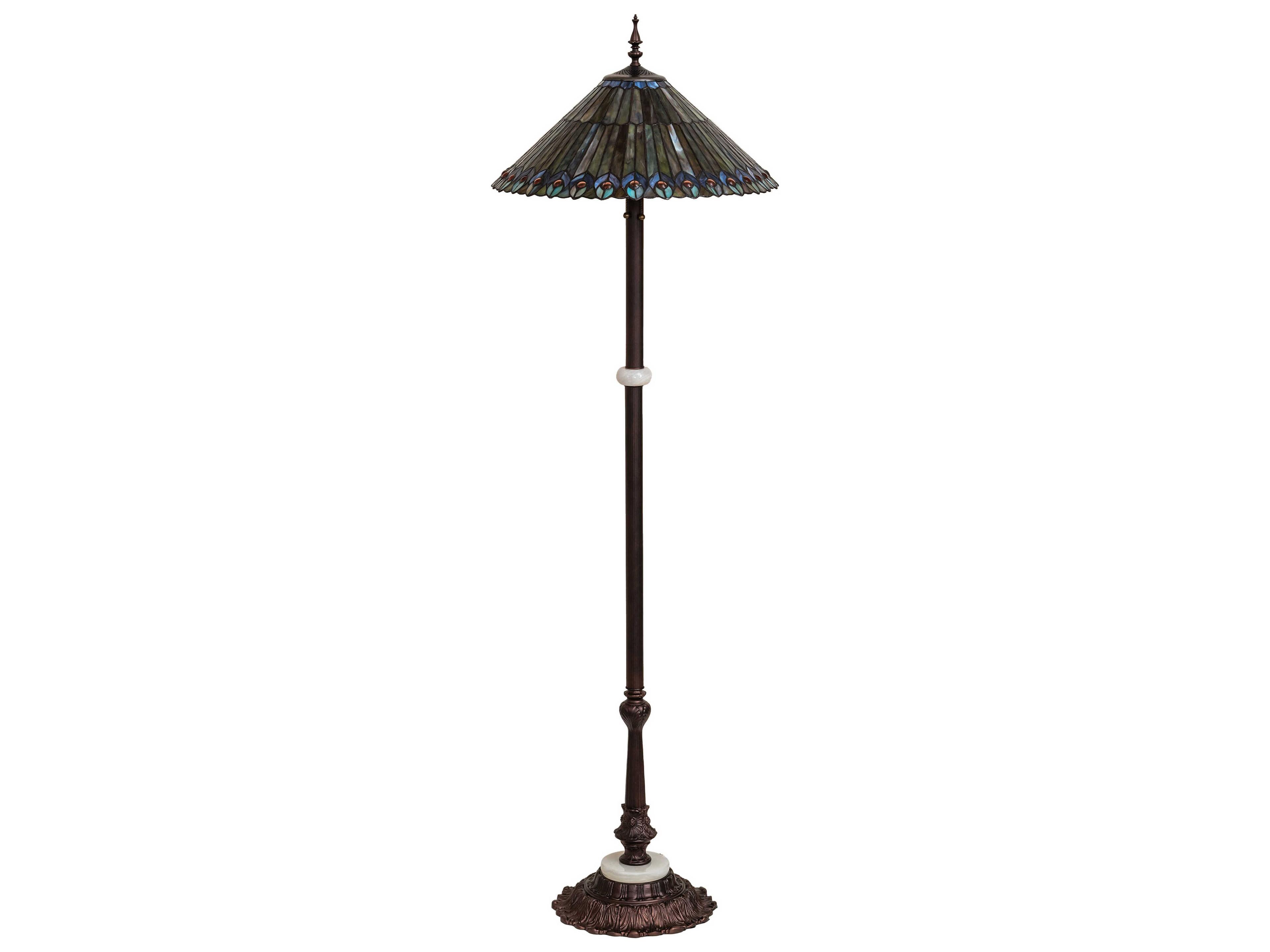 Meyda Tiffany Jeweled Peacock 3-Light Mahogany Bronze Floor Lamp