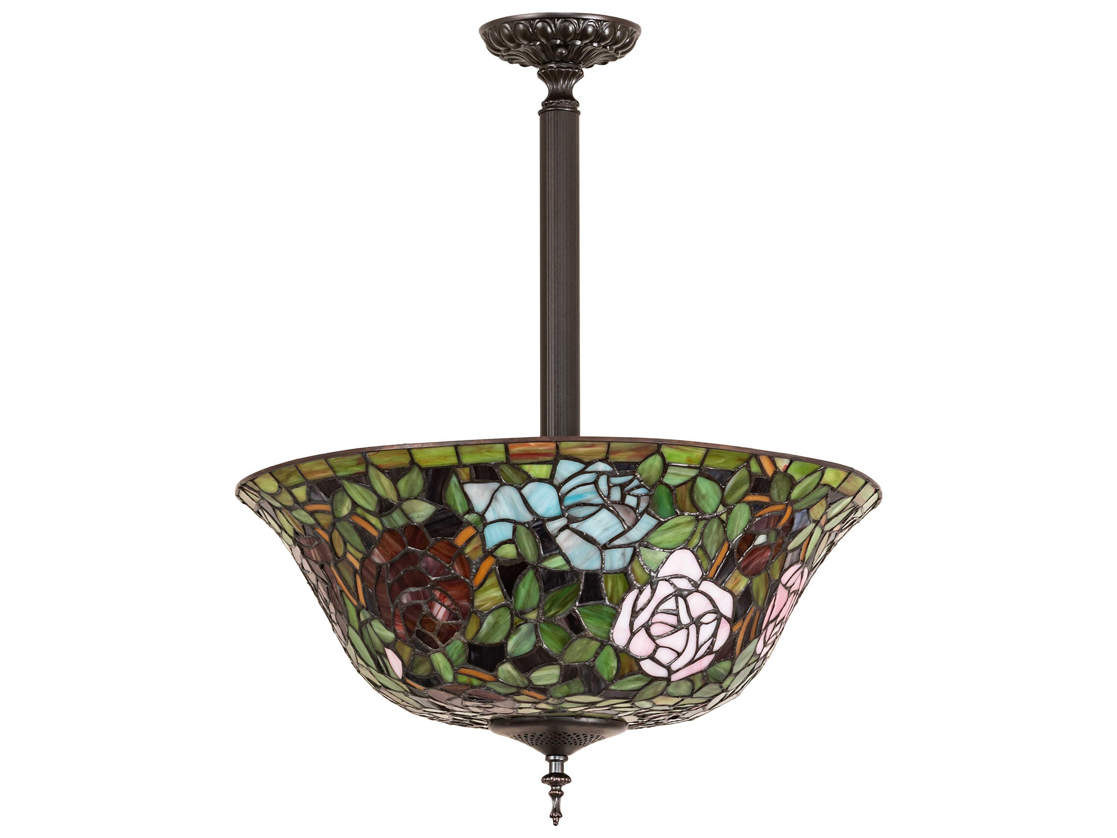 Meyda Tiffany Rosebush 3-Light Bronze Traditional Bowl Pendant