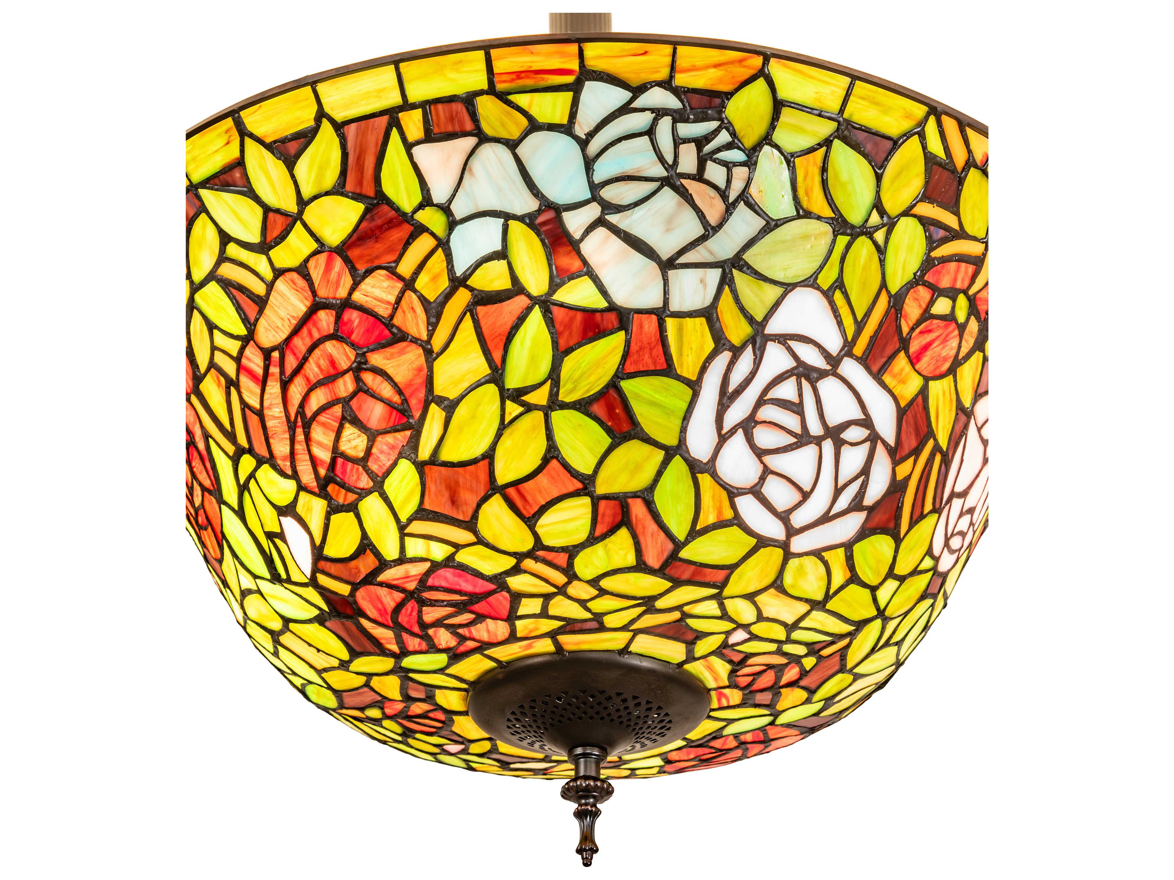 Meyda Tiffany Rosebush 3-Light Bronze Traditional Bowl Pendant
