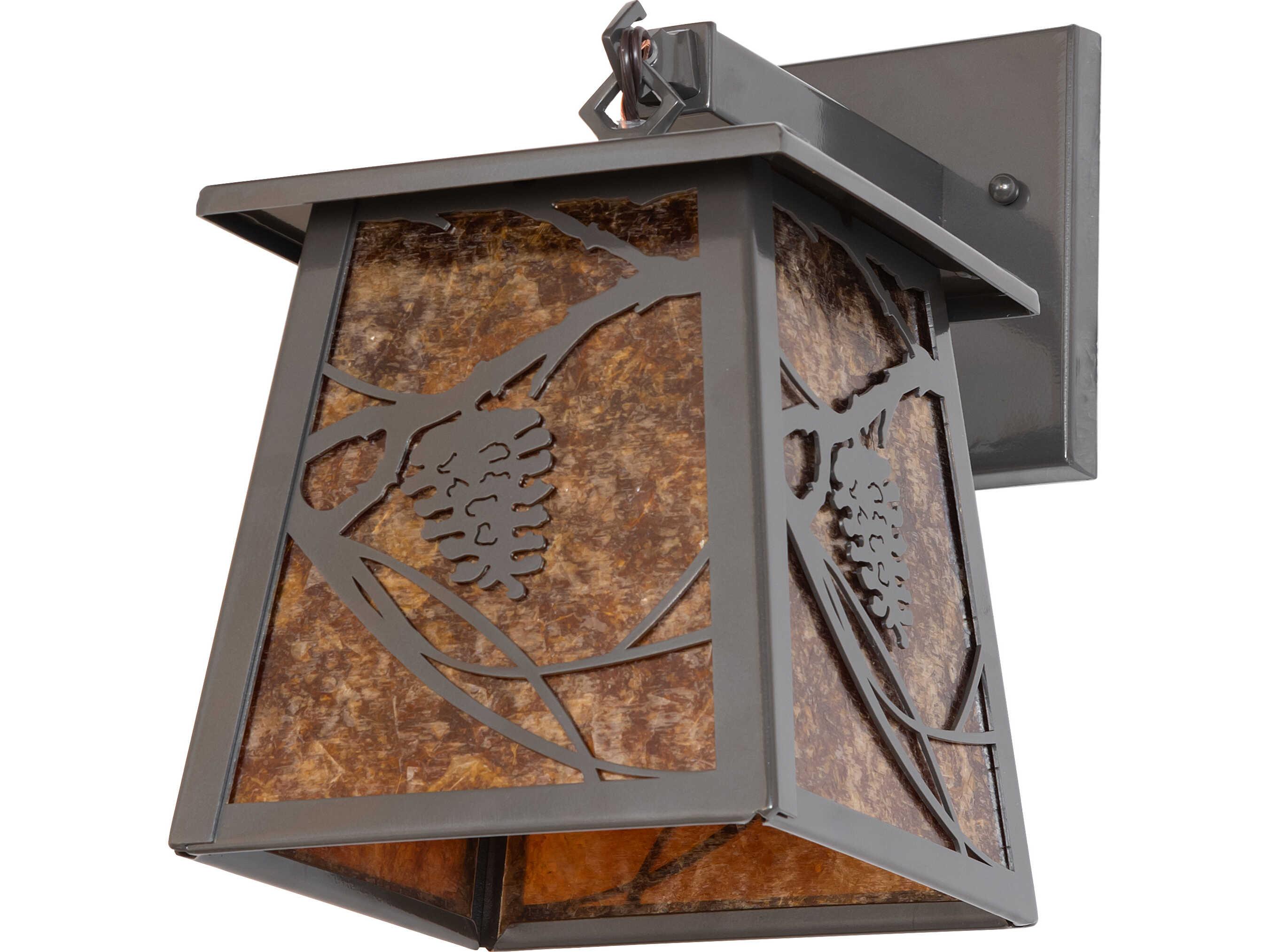 Meyda Whispering Pines 1-Light Amber Mica Bronze Traditional Wall Sconce