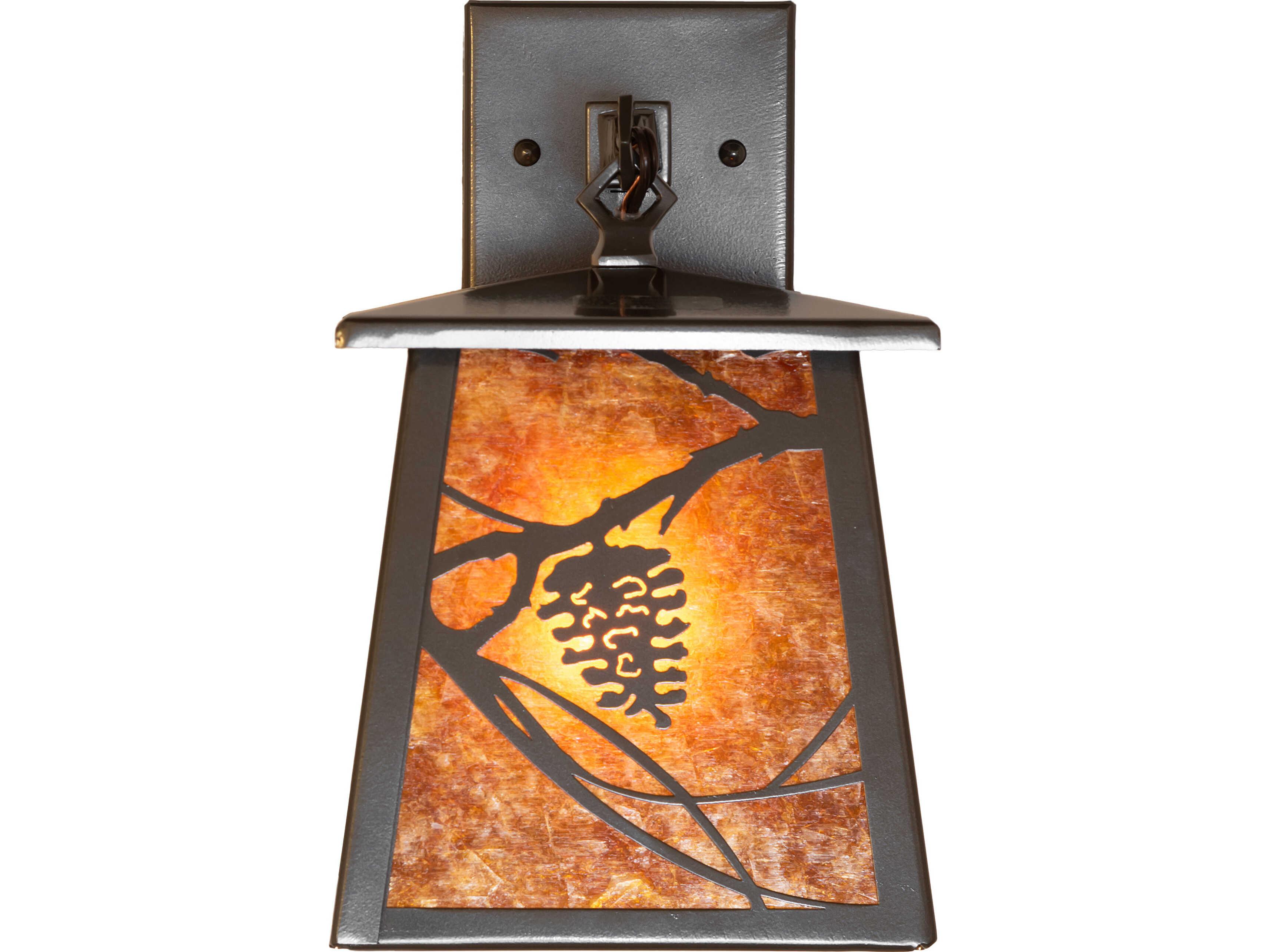 Meyda Whispering Pines 1-Light Amber Mica Bronze Traditional Wall Sconce