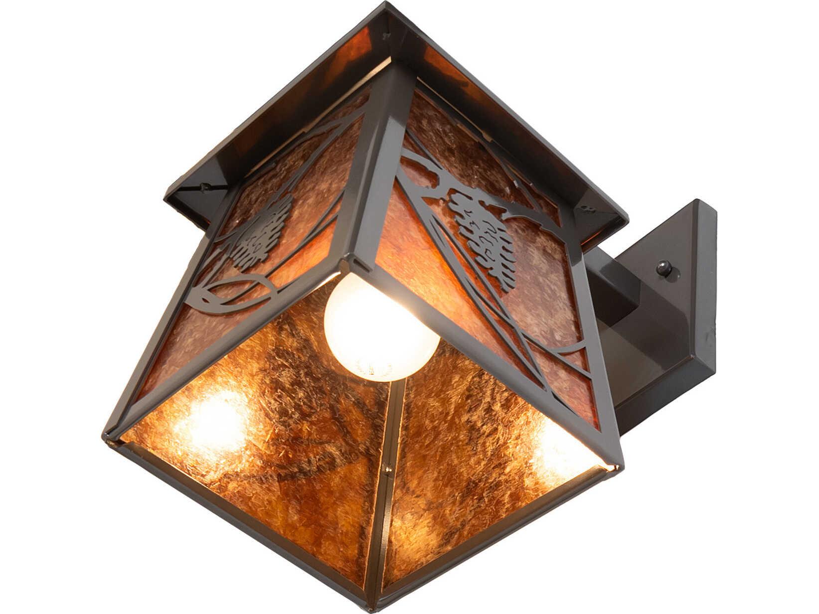 Meyda Whispering Pines 1-Light Amber Mica Bronze Traditional Wall Sconce