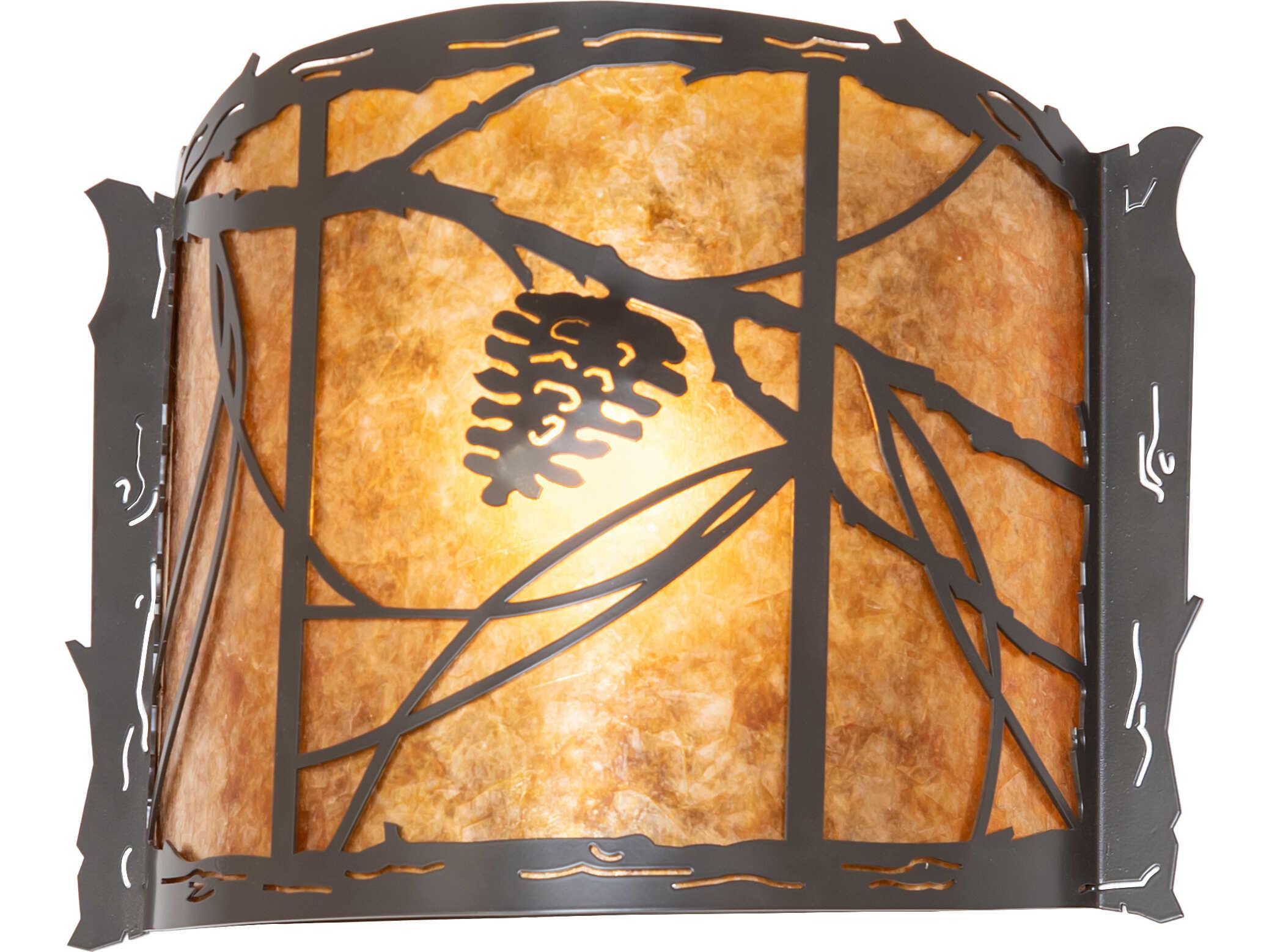 Meyda Whispering Pines 1-Light Amber Mica Bronze Traditional Wall Sconce