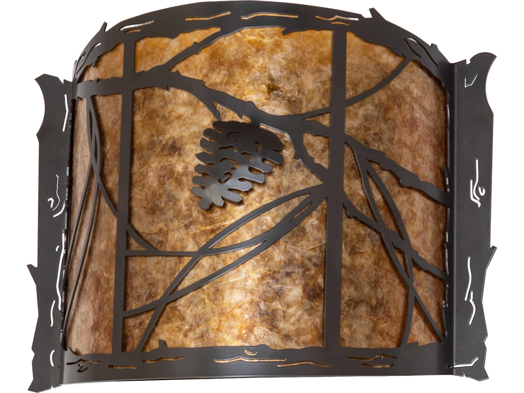 Meyda Whispering Pines 1-Light Amber Mica Bronze Traditional Wall Sconce