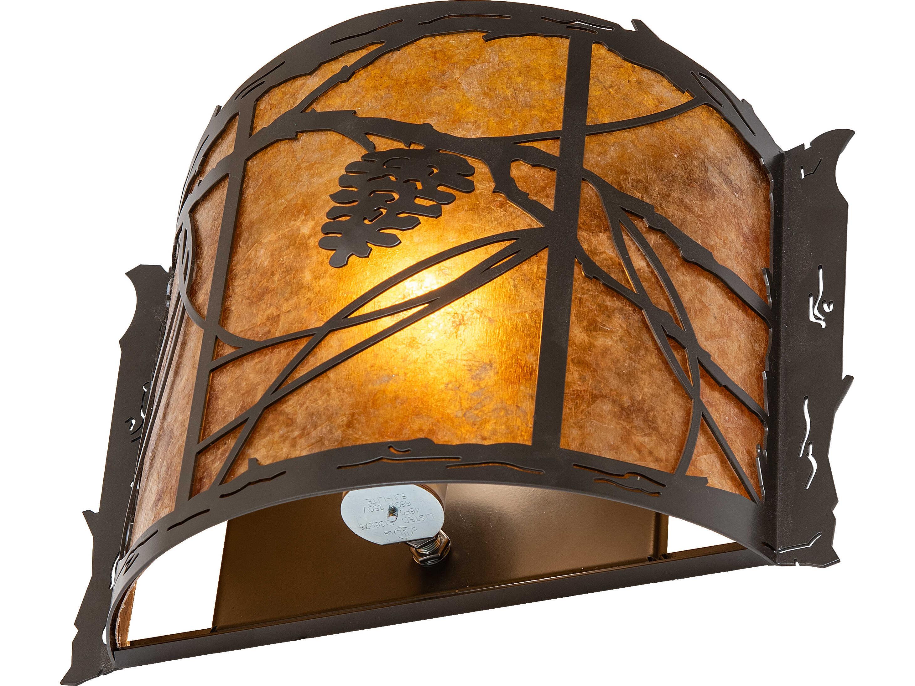Meyda Whispering Pines 1-Light Amber Mica Bronze Traditional Wall Sconce
