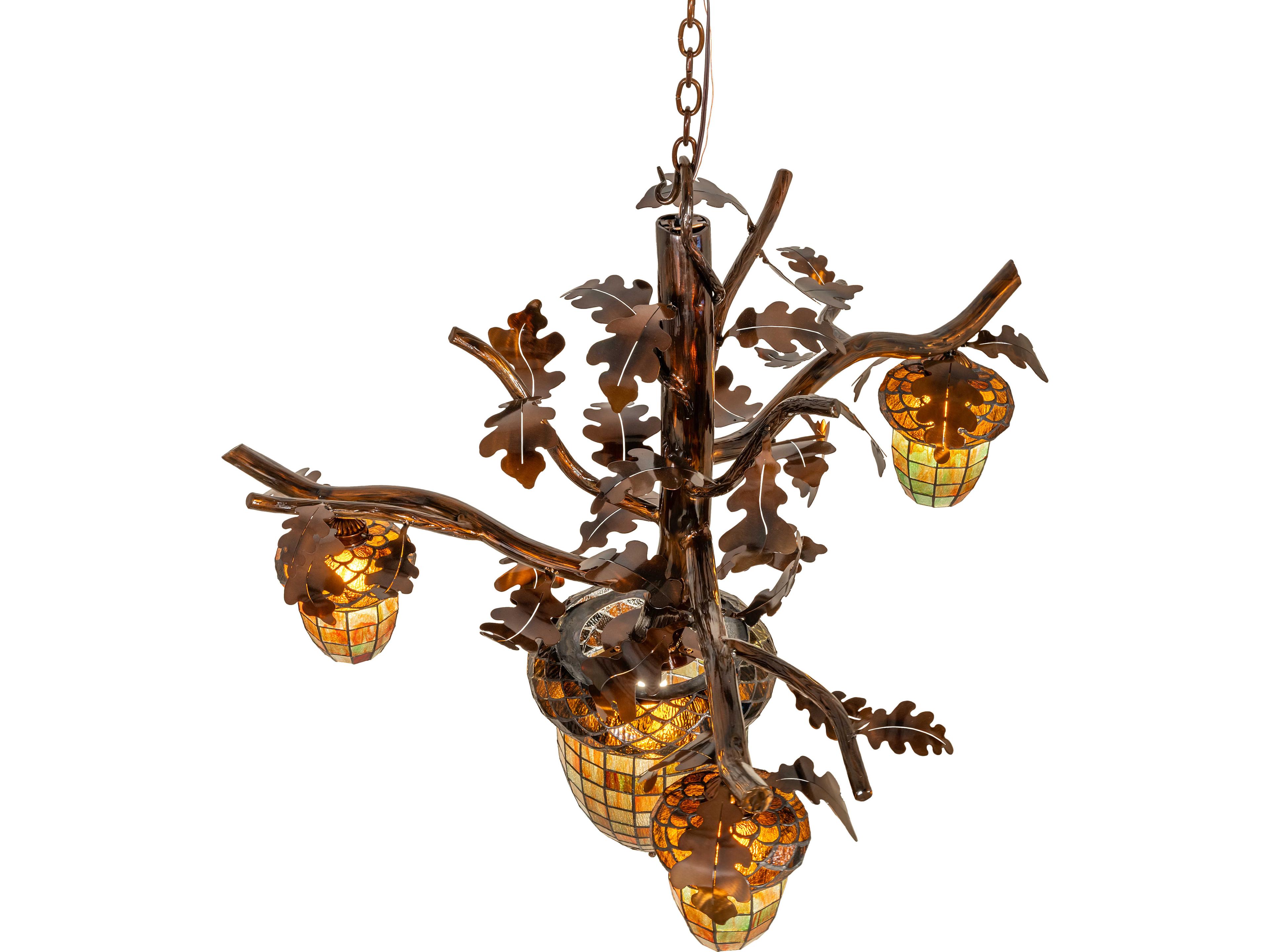 Meyda Acorn Branch 1-Light Bronze Chandelier