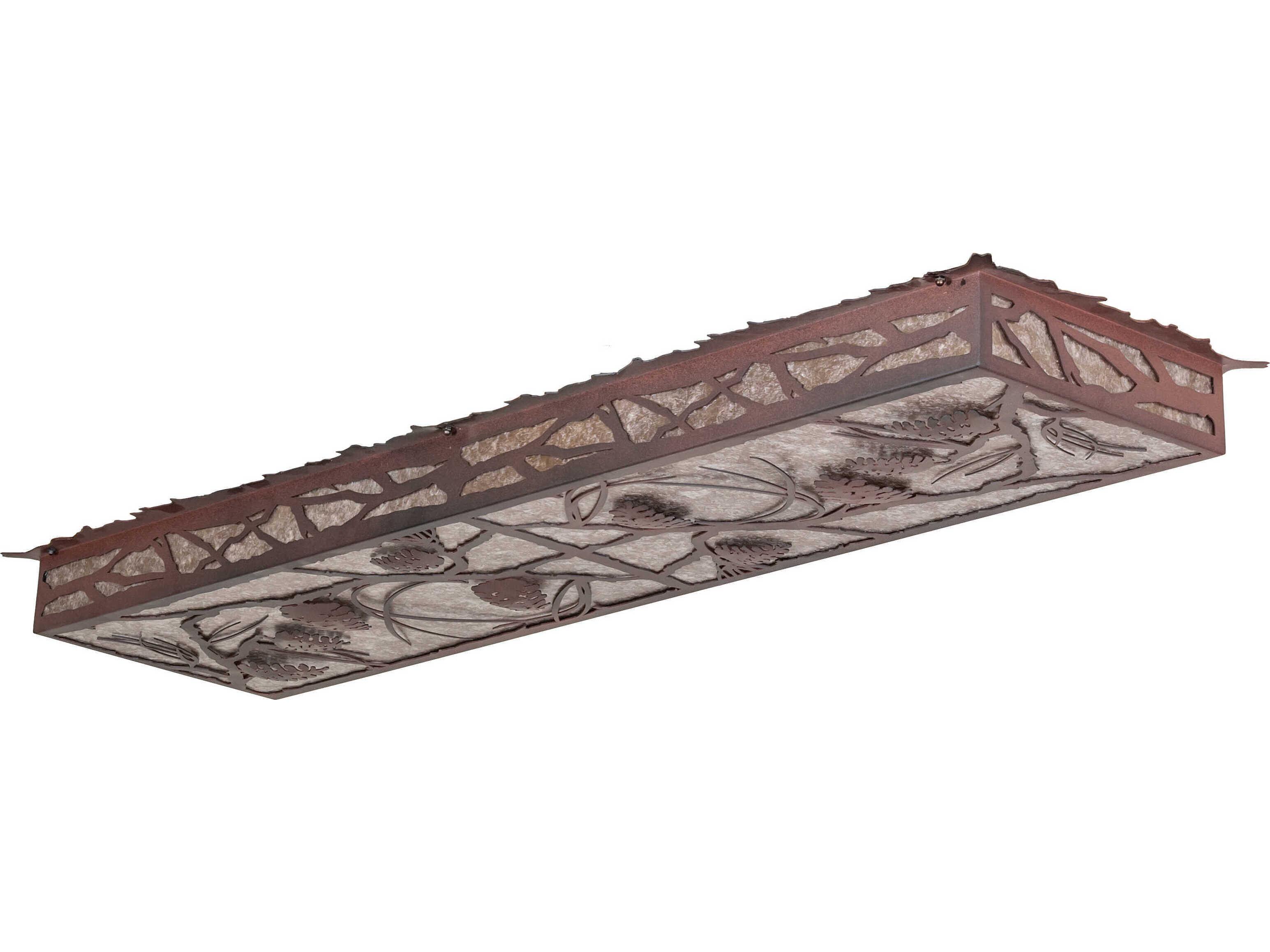 Meyda Whispering Pines Wrought Iron on Rust Gloss White Flush Mount