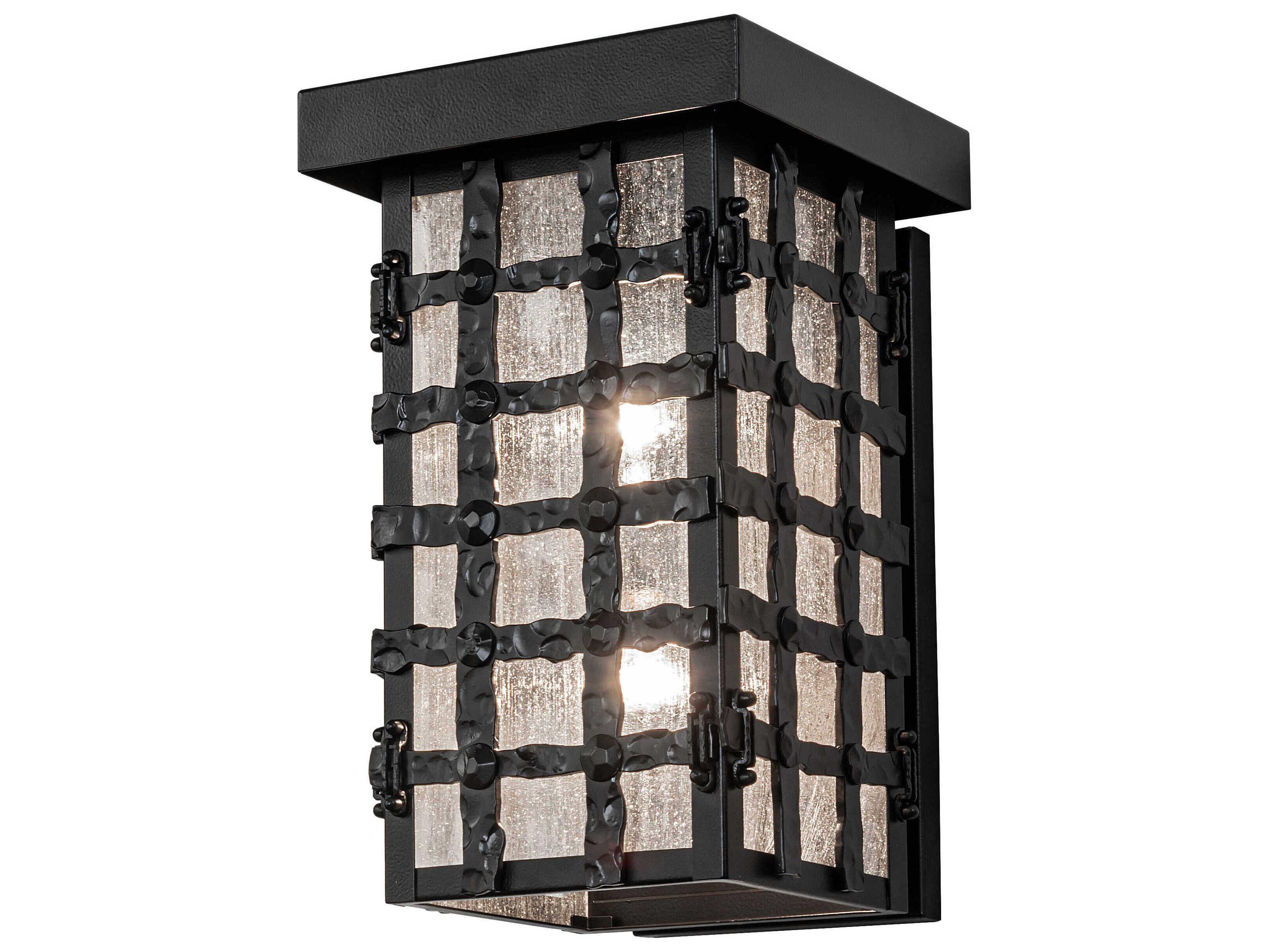 Meyda Clavos 2-Light Black Satin Wrought Iron Outdoor Wall Light
