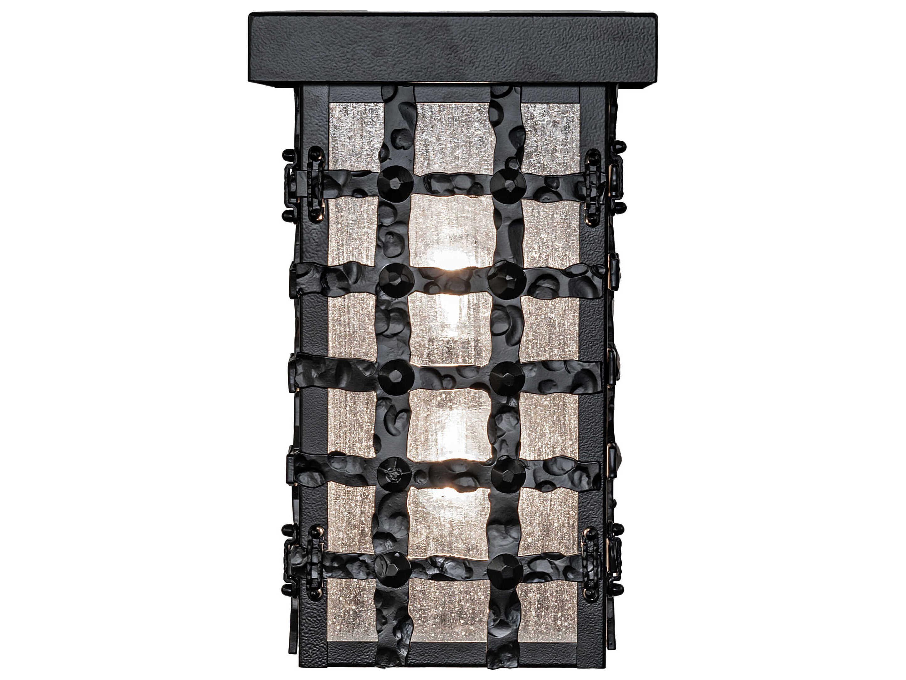 Meyda Clavos 2-Light Black Satin Wrought Iron Outdoor Wall Light