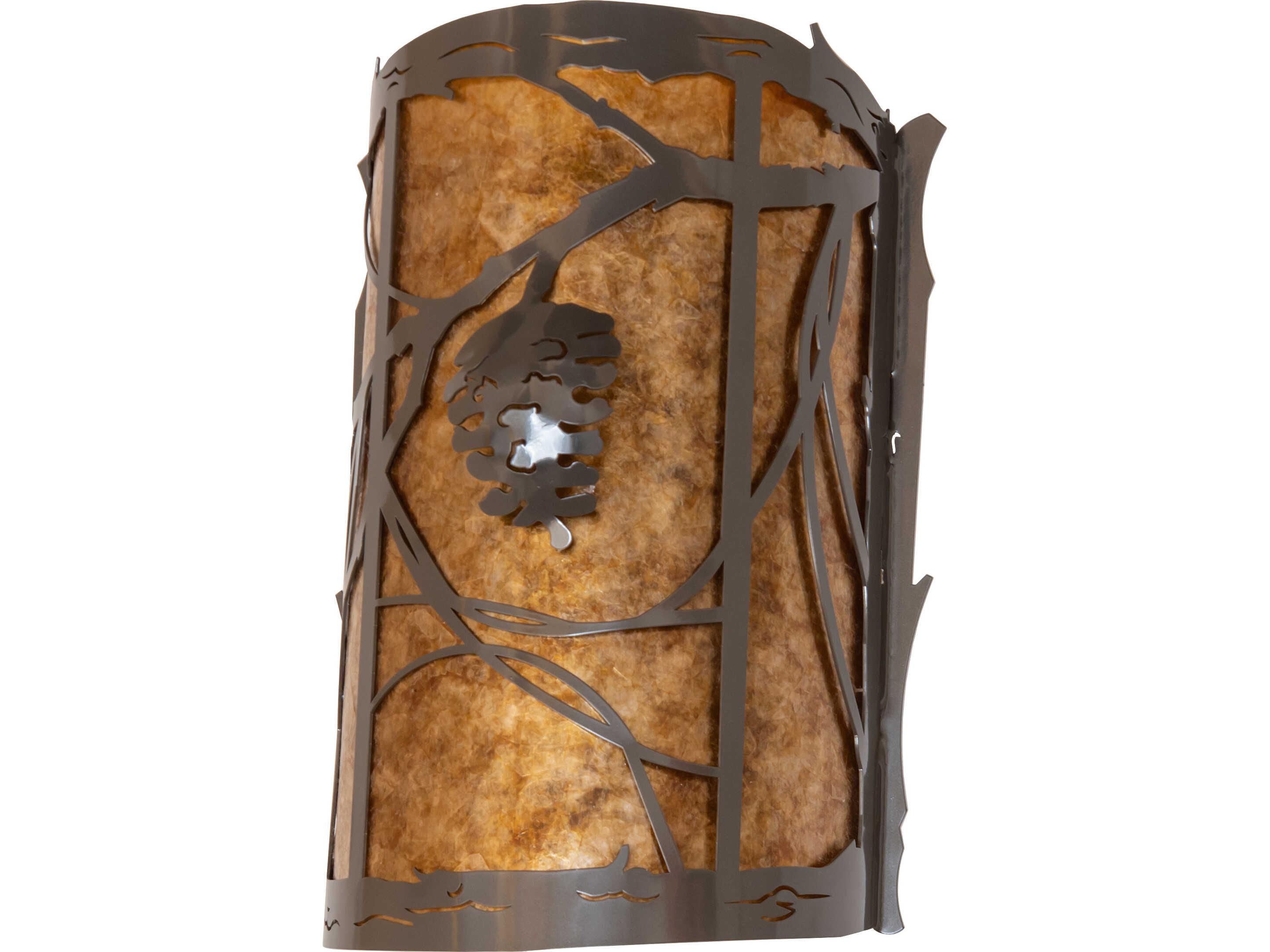 Meyda Whispering Pines 2-Light Amber Mica Bronze Traditional Wall Sconce