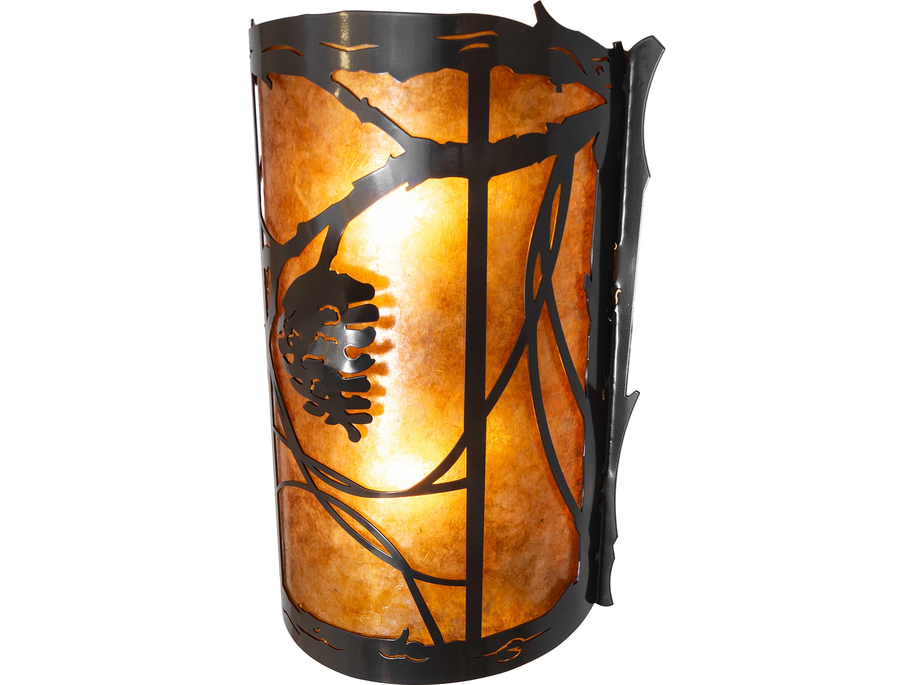 Meyda Whispering Pines 2-Light Amber Mica Bronze Traditional Wall Sconce