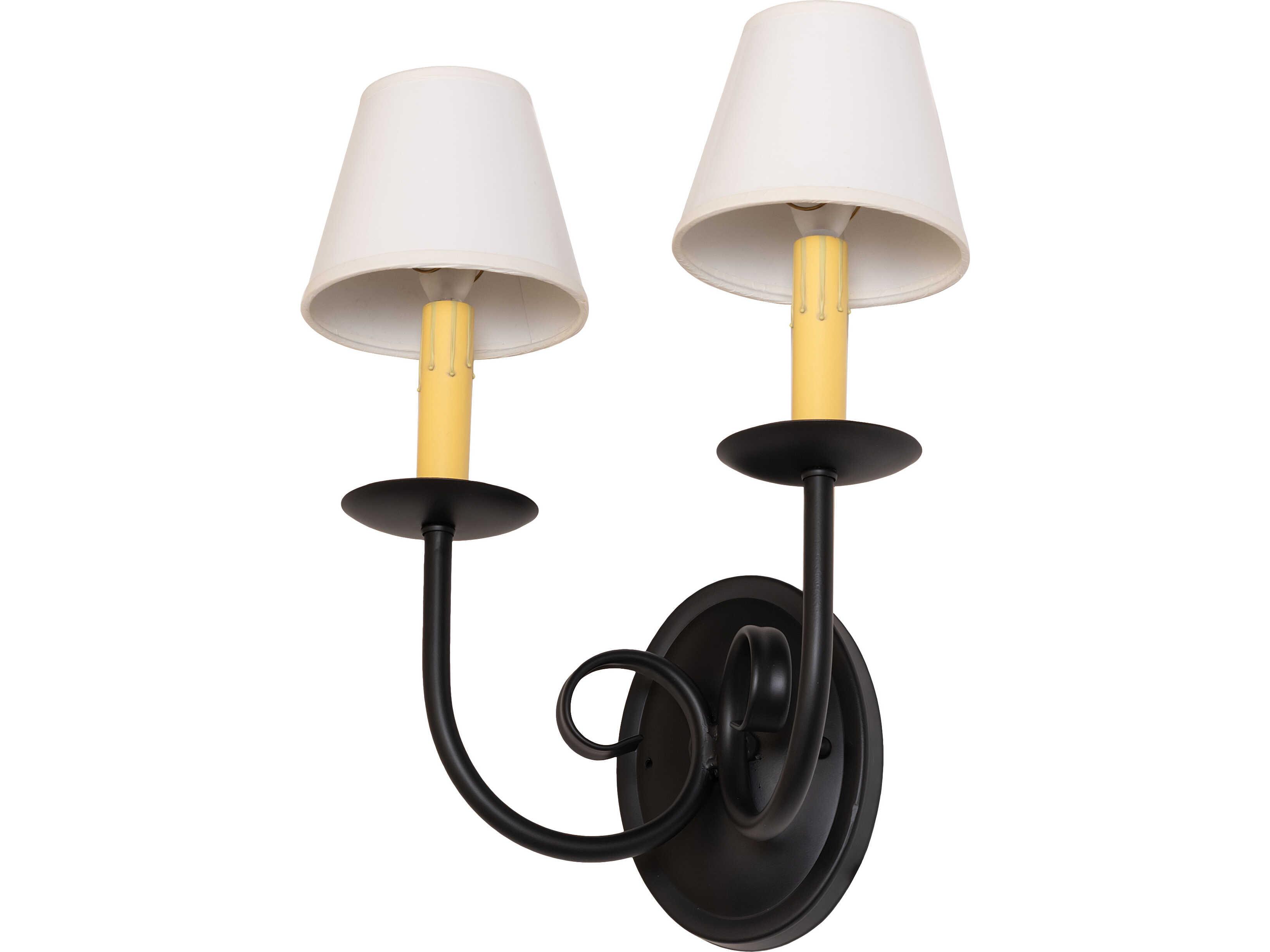 Meyda Squire 2-Light White Parchment Black Traditional Wall Sconce