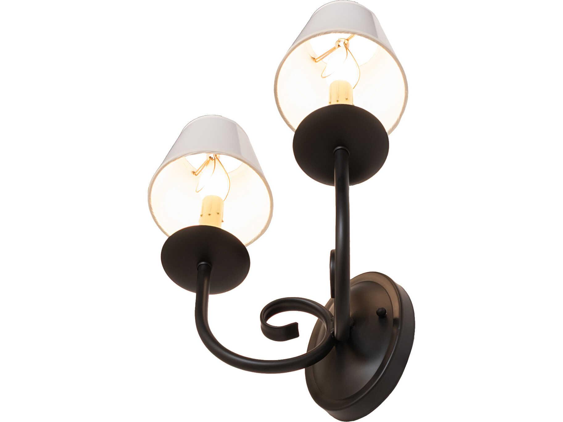 Meyda Squire 2-Light White Parchment Black Traditional Wall Sconce