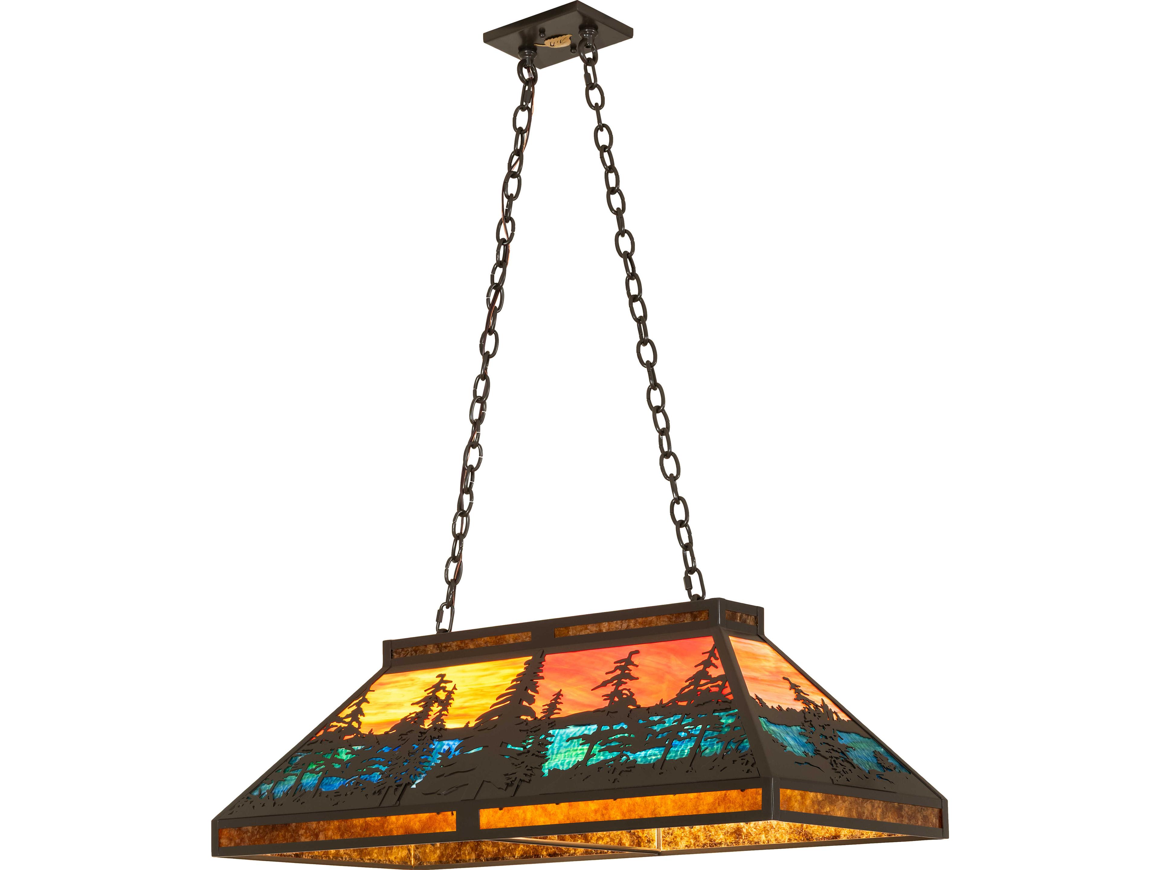 Meyda Tall Pines 6-Light Bronze Traditional Linear Island Pendant