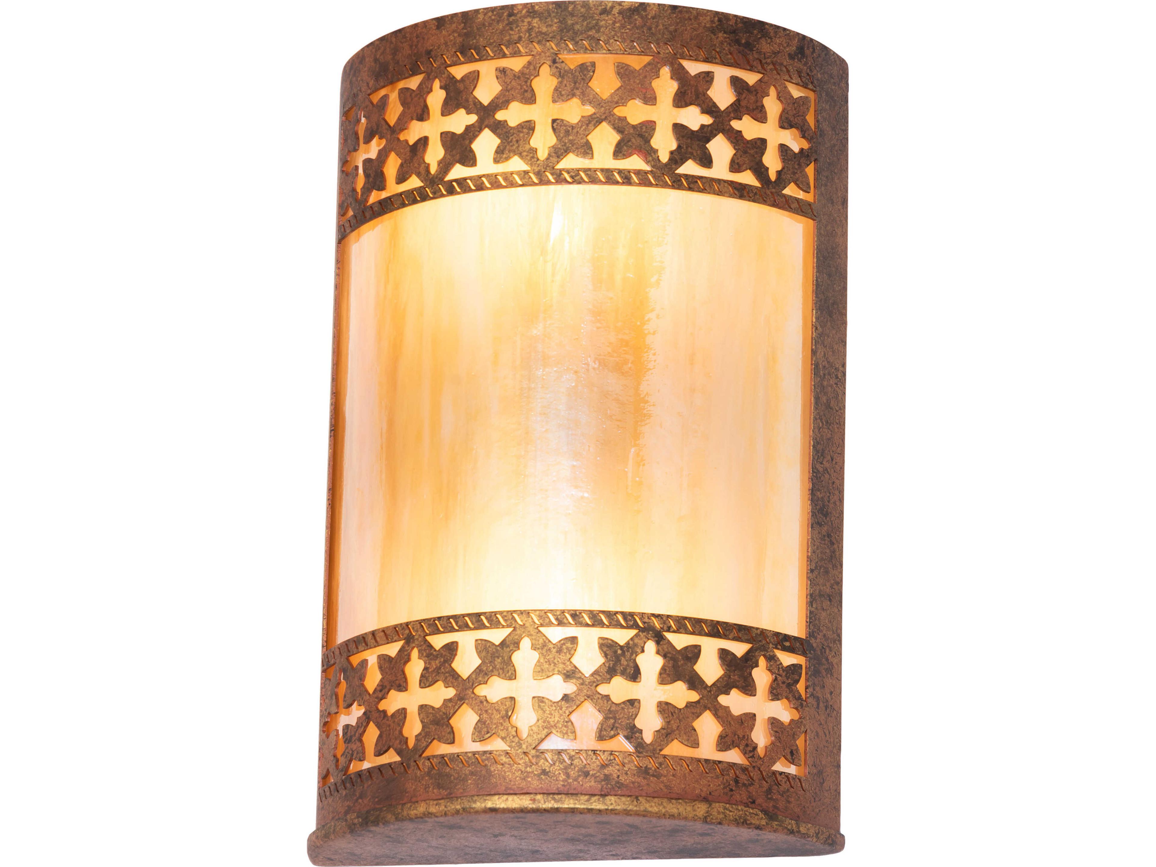Meyda Cardiff 2-Light Beige Iridescent Glass Bronze Wall Sconce