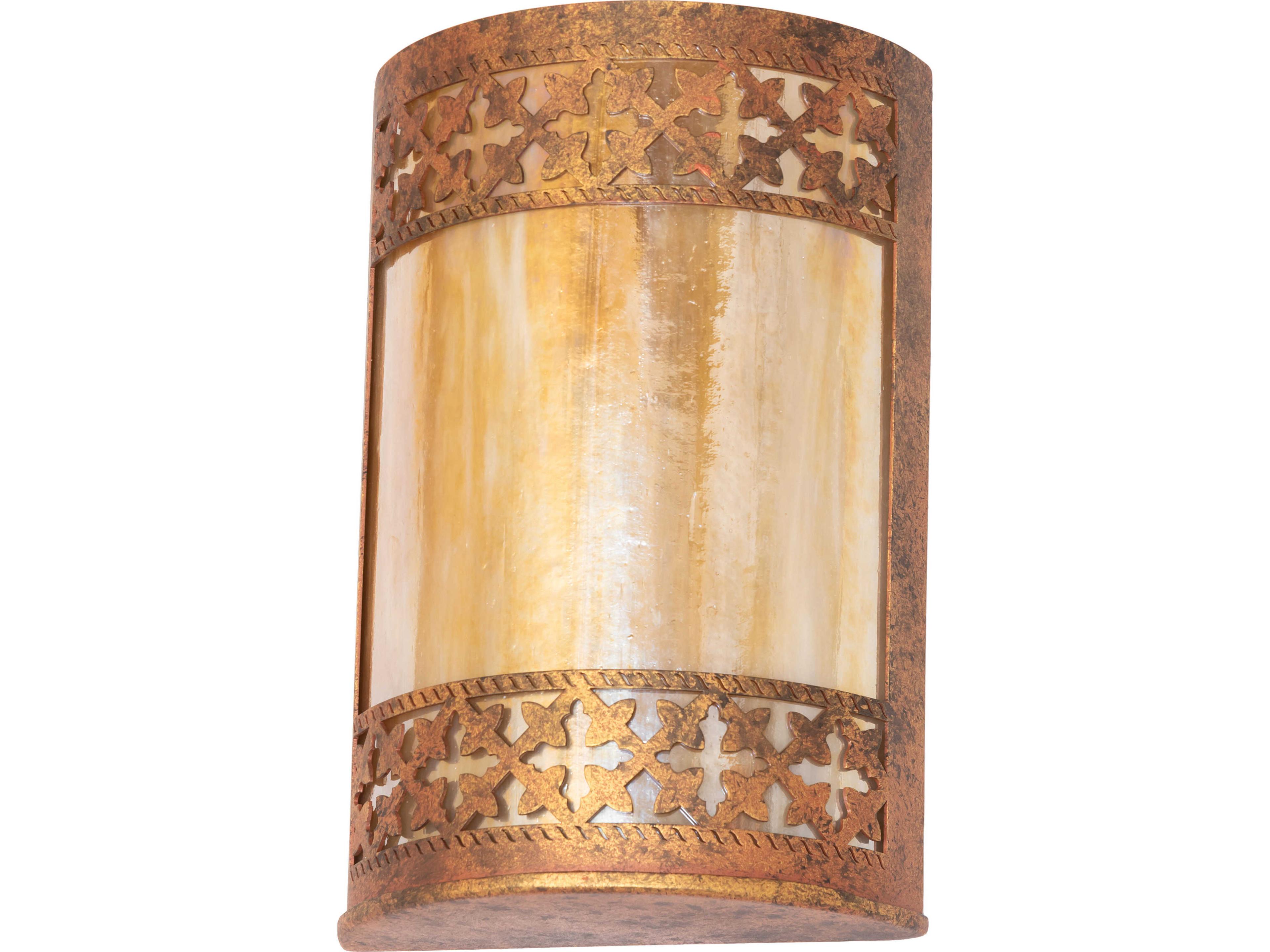 Meyda Cardiff 2-Light Beige Iridescent Glass Bronze Wall Sconce