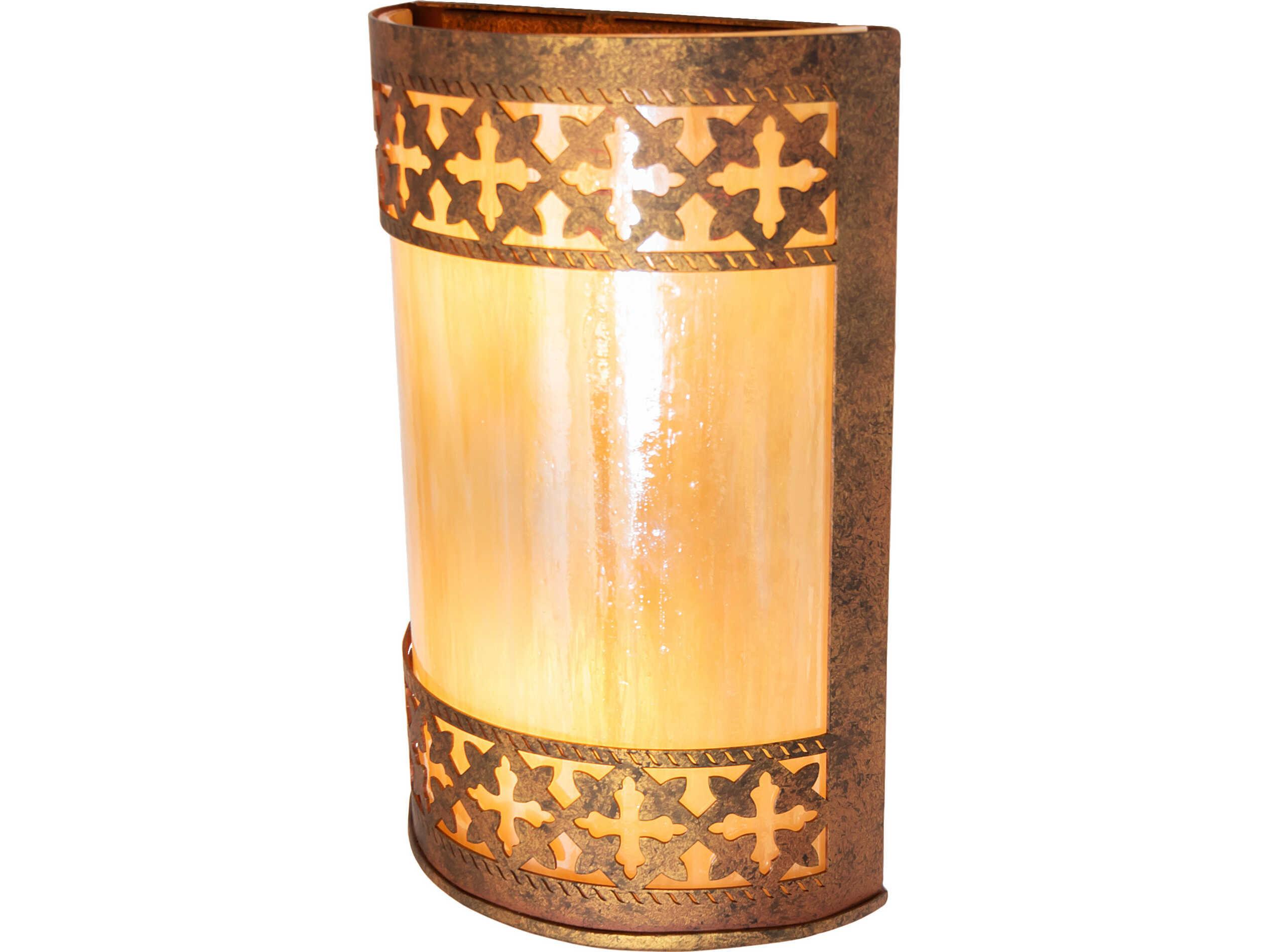 Meyda Cardiff 2-Light Beige Iridescent Glass Bronze Wall Sconce