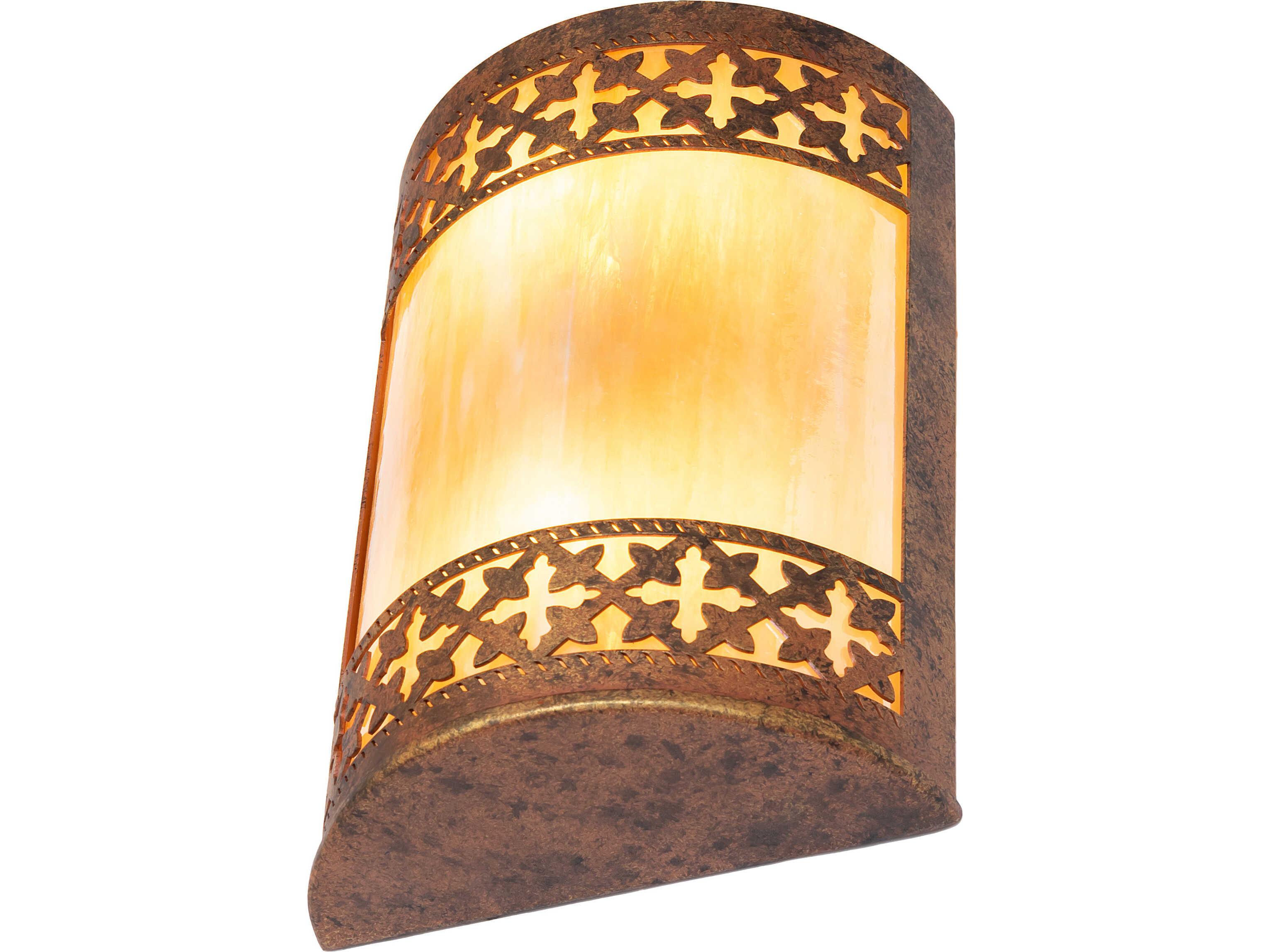 Meyda Cardiff 2-Light Beige Iridescent Glass Bronze Wall Sconce