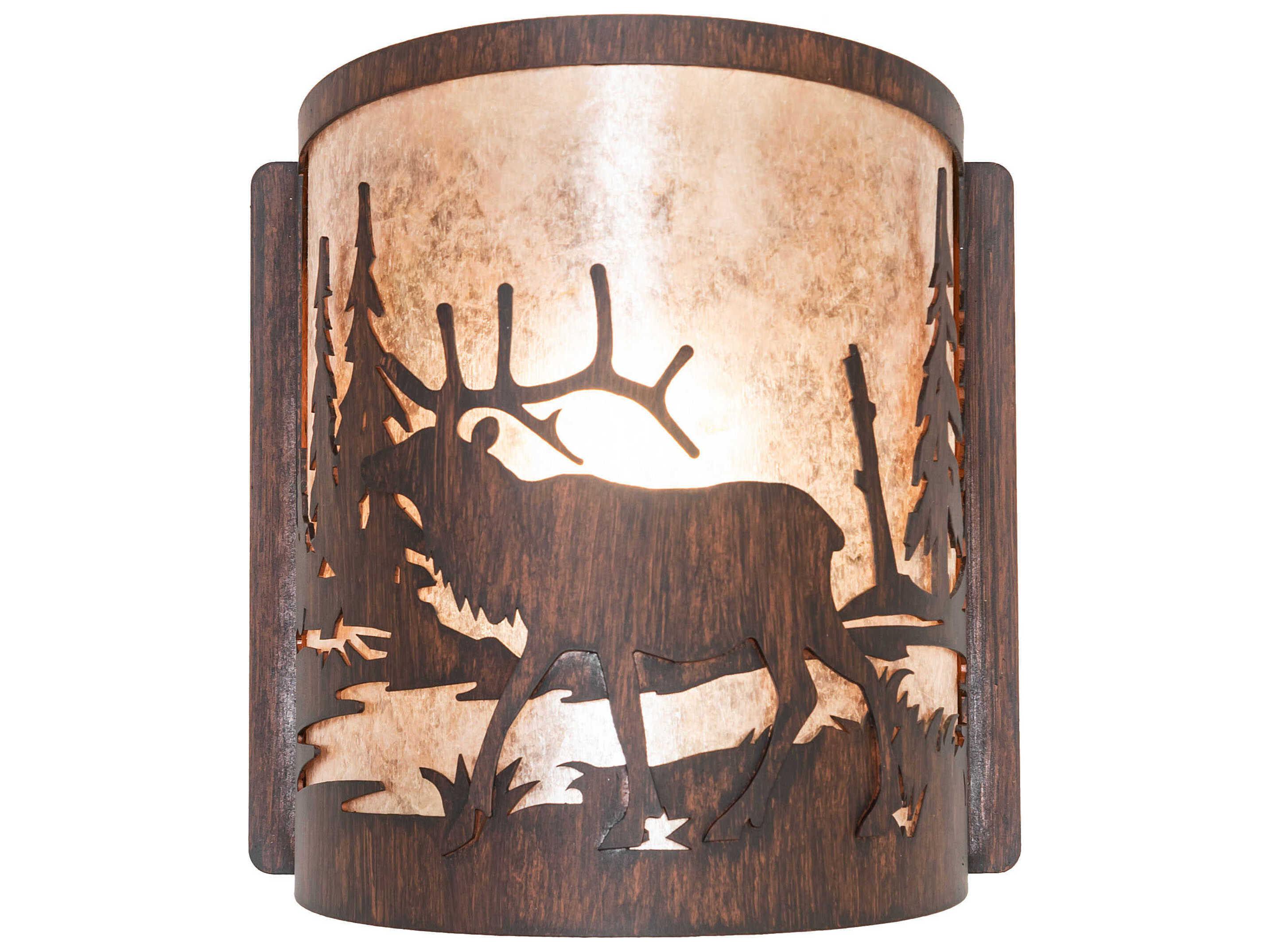 Meyda Elk At Lake 1-Light Driftwood Brown Wall Sconce