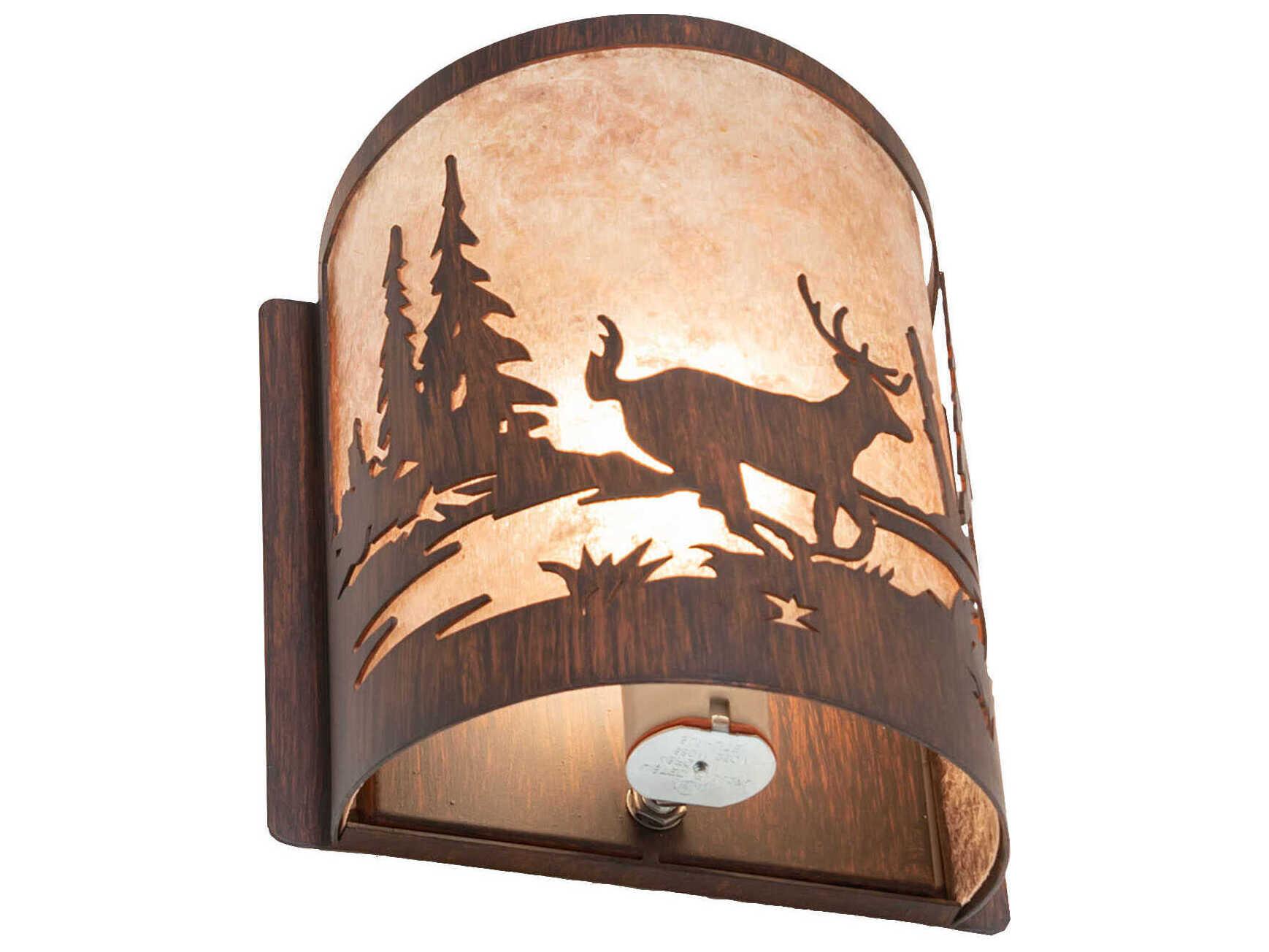 Meyda Deer At Lake 1-Light Driftwood Brown Wall Sconce