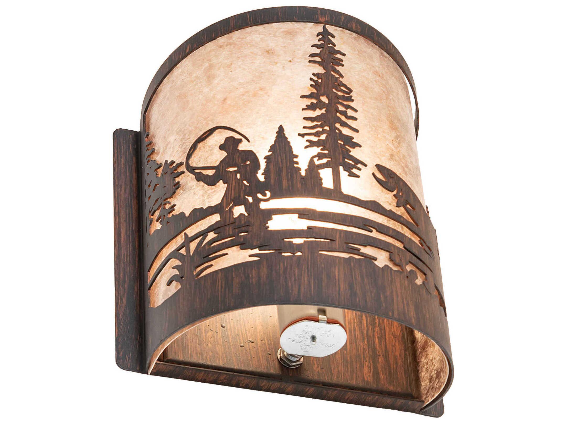 Meyda Fly Fishing 1-Light Driftwood Brown Wall Sconce