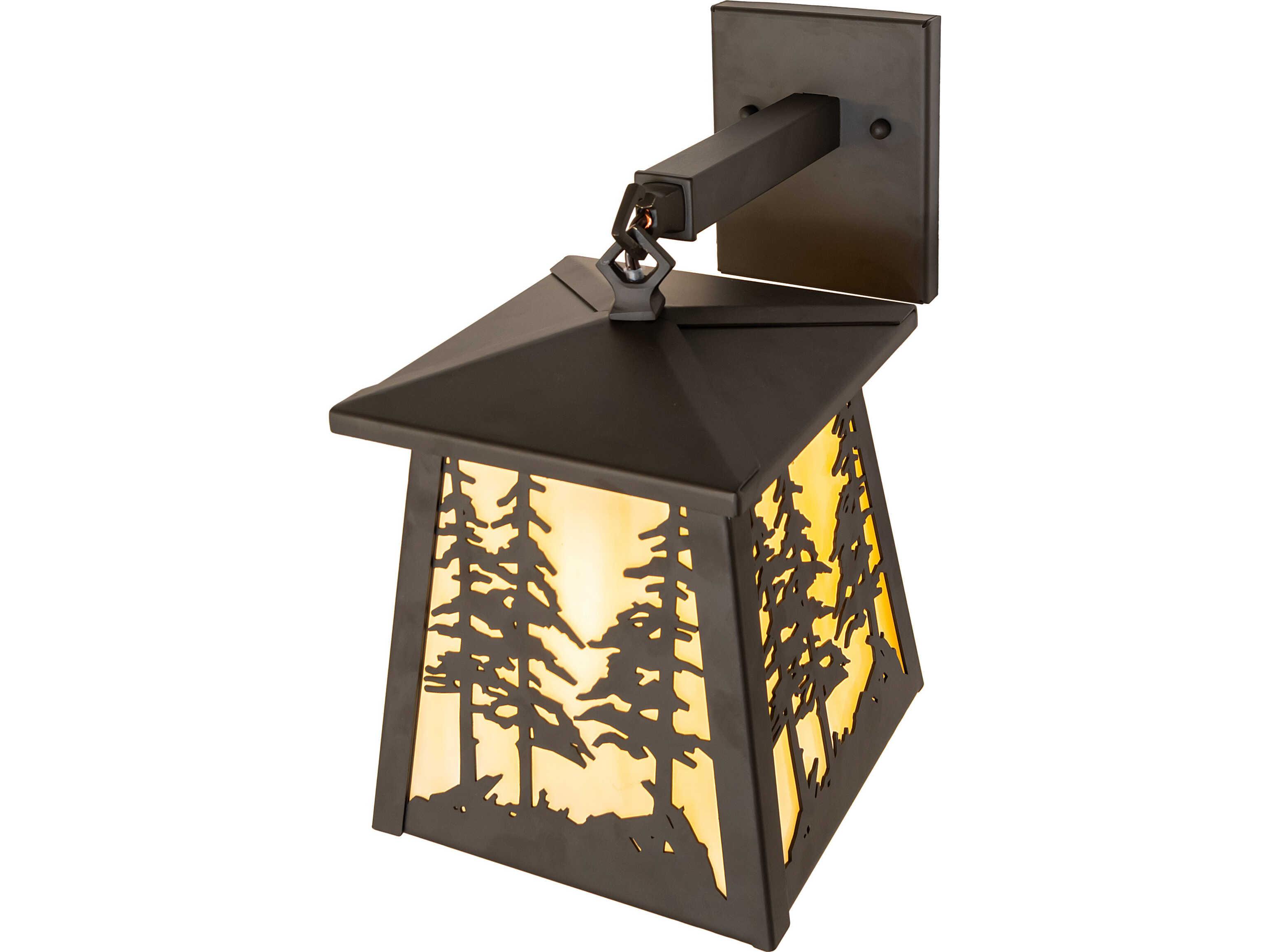 Meyda Tall Pines 1-Light Beige Art Glass Bronze Traditional Wall Sconce