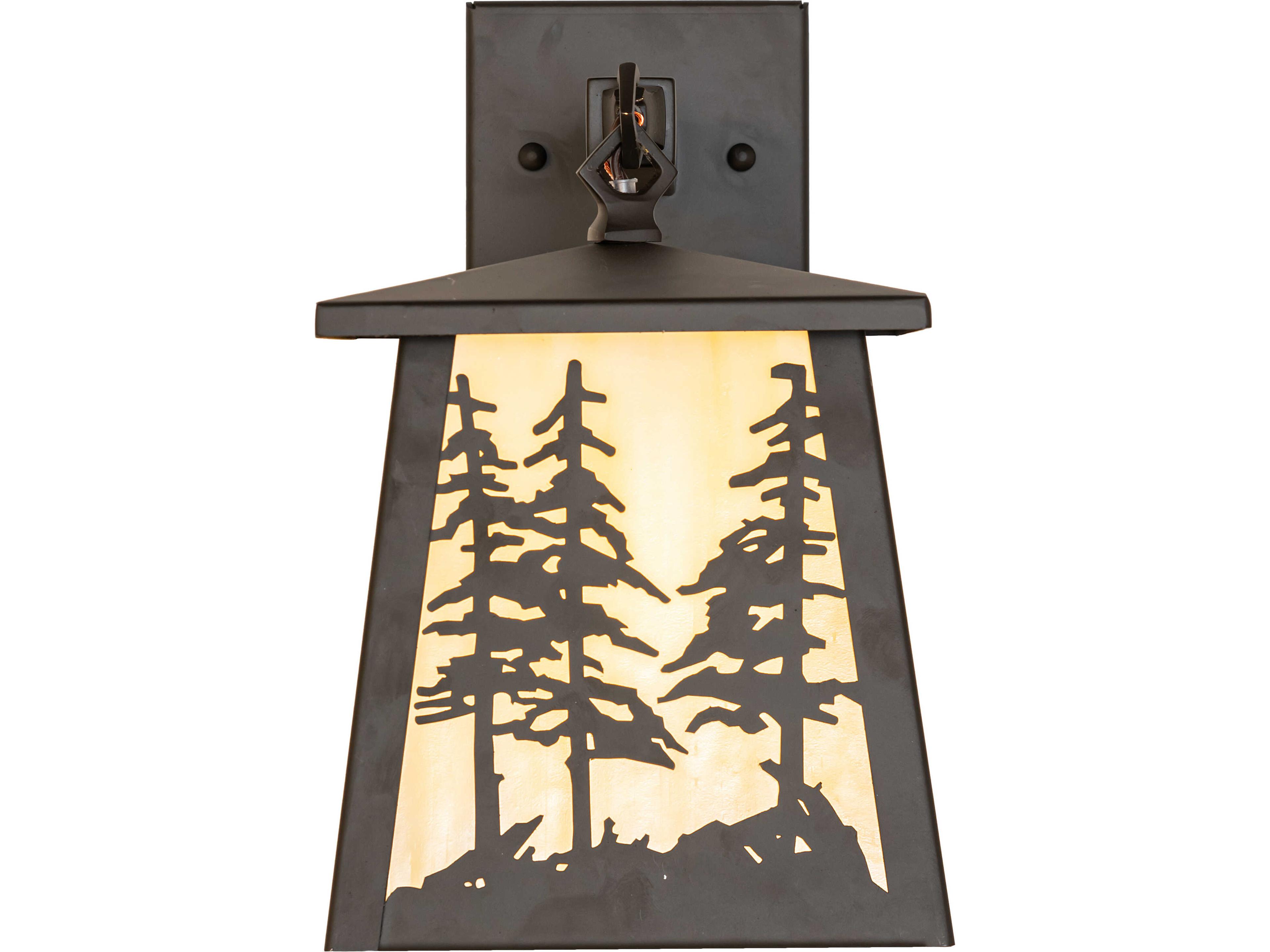 Meyda Tall Pines 1-Light Beige Art Glass Bronze Traditional Wall Sconce