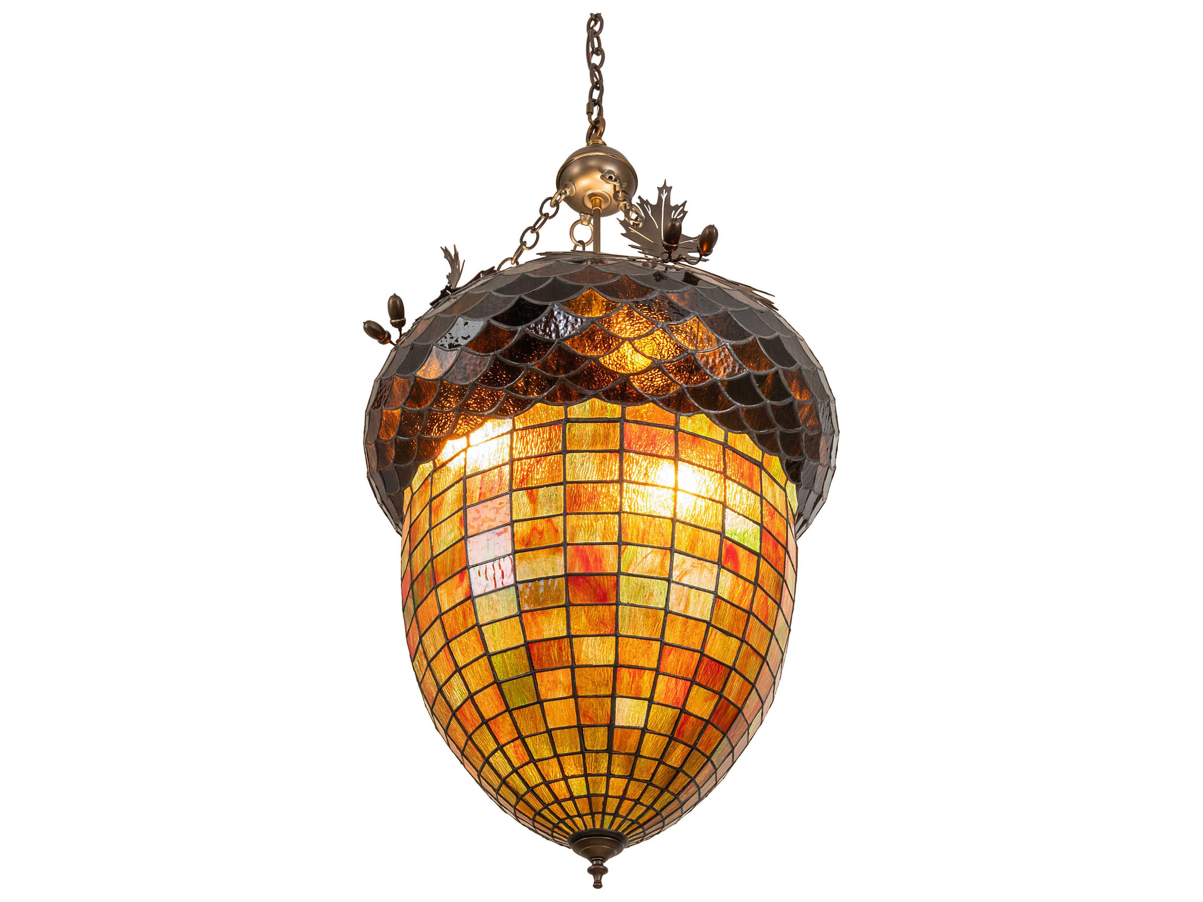 Meyda Oak Leaf and Acorn 3-Light Antique Copper Pendant