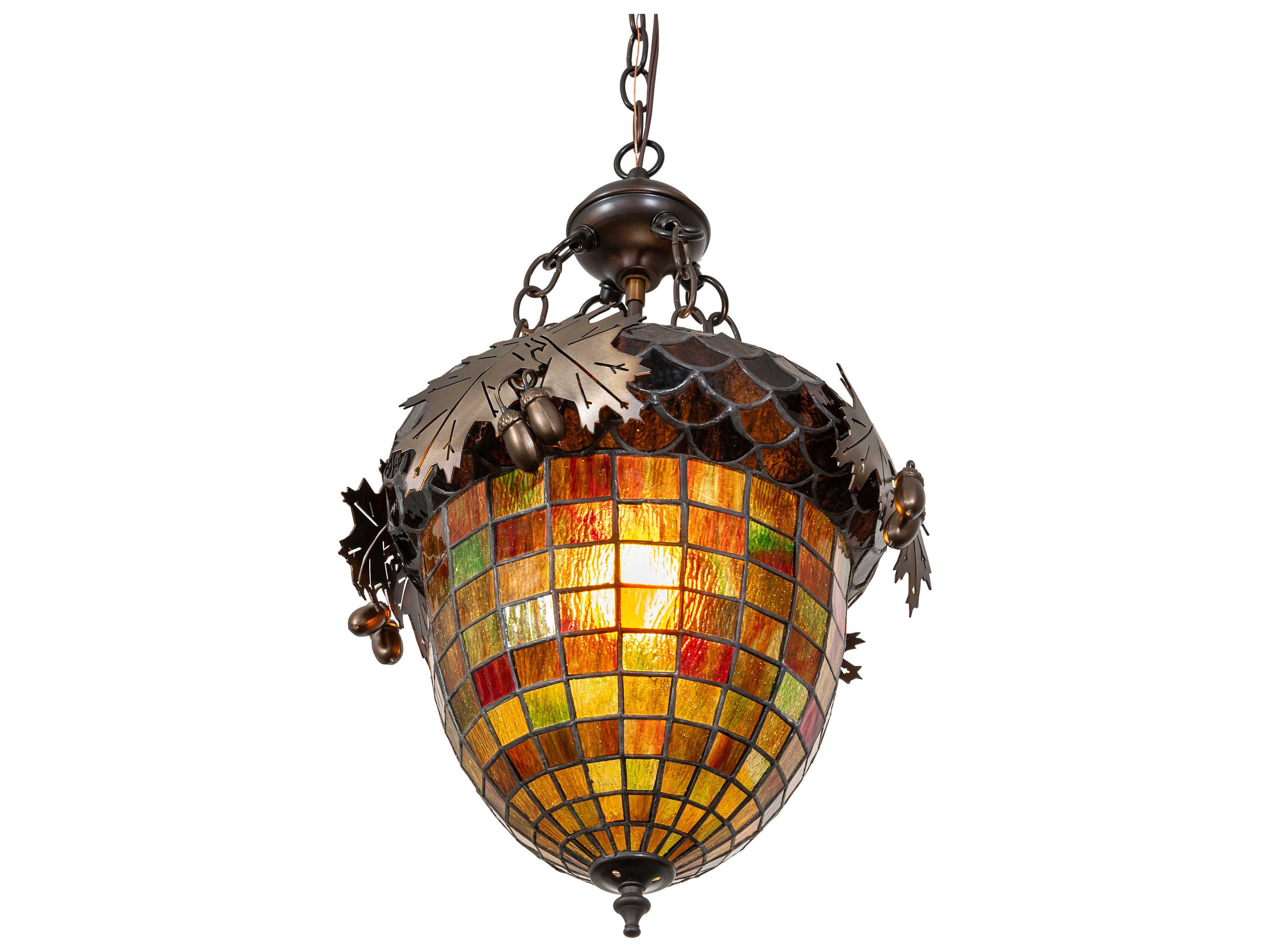 Meyda Oak Leaf and Acorn 1-Light Antique Copper Pendant