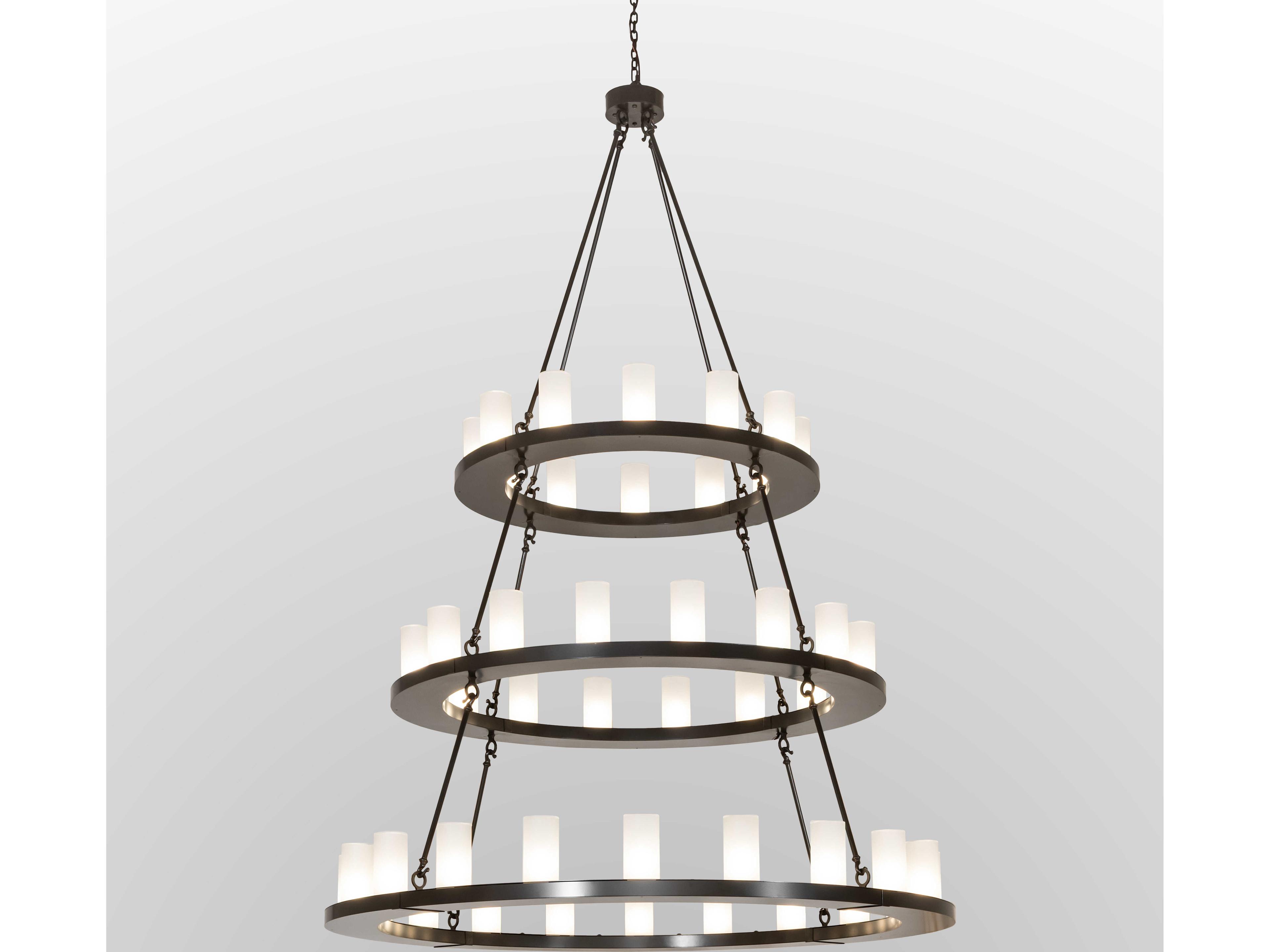Meyda Loxley 48-Light Clear Frosted Crystal Idalight Bronze Cylinder Tiered Chandelier
