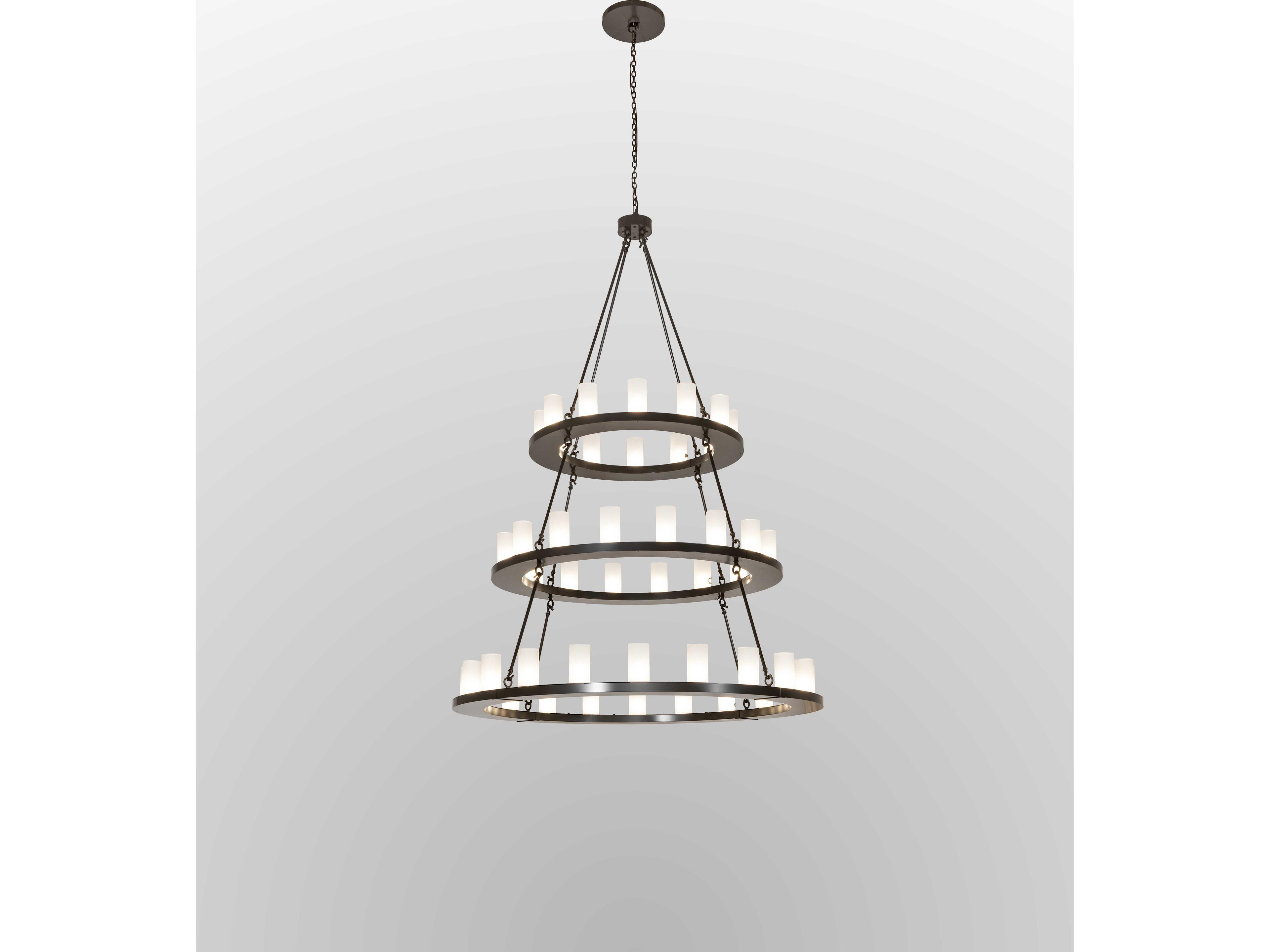 Meyda Loxley 48-Light Clear Frosted Crystal Idalight Bronze Cylinder Tiered Chandelier