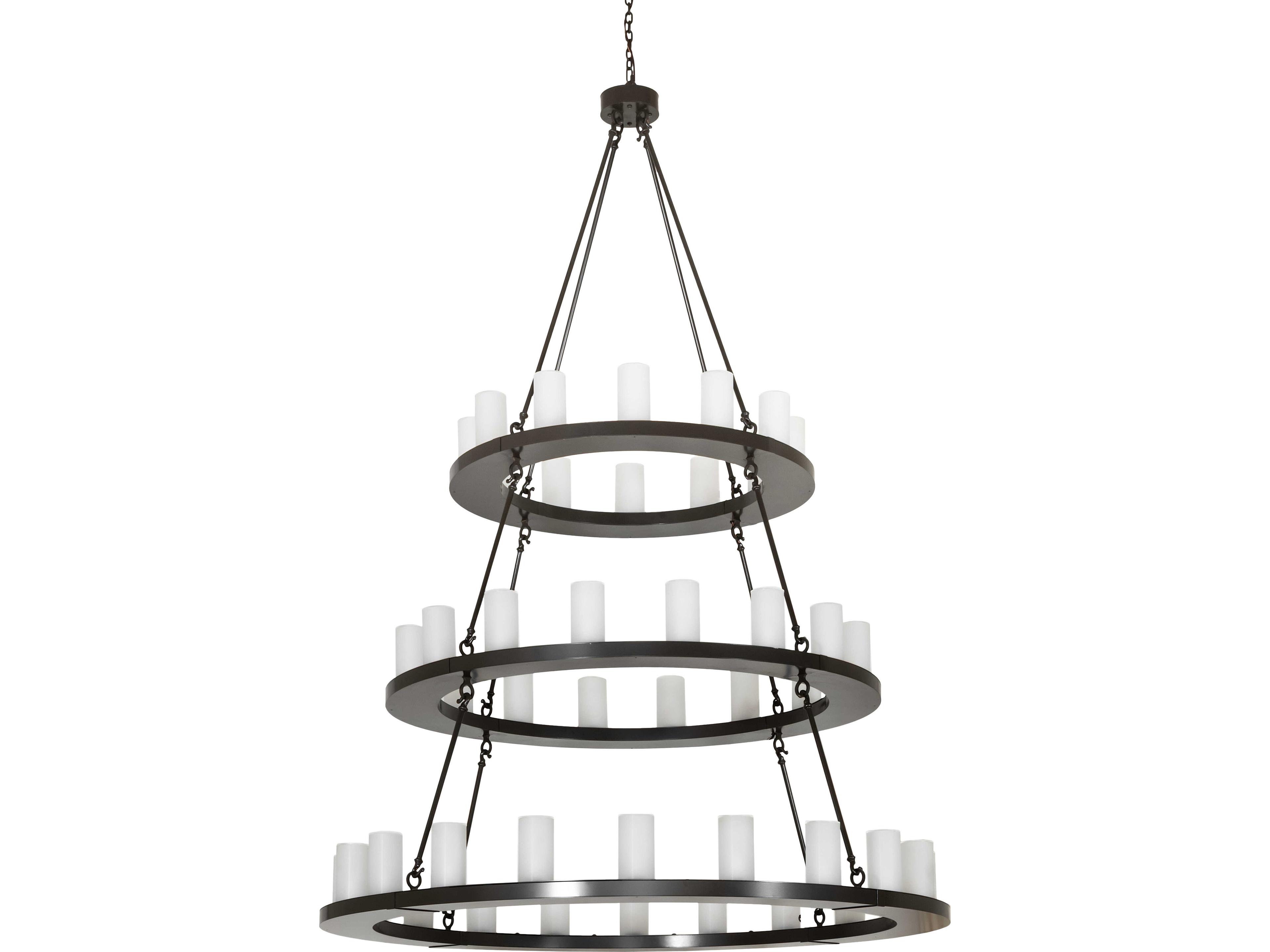 Meyda Loxley 48-Light Clear Frosted Crystal Idalight Bronze Cylinder Tiered Chandelier