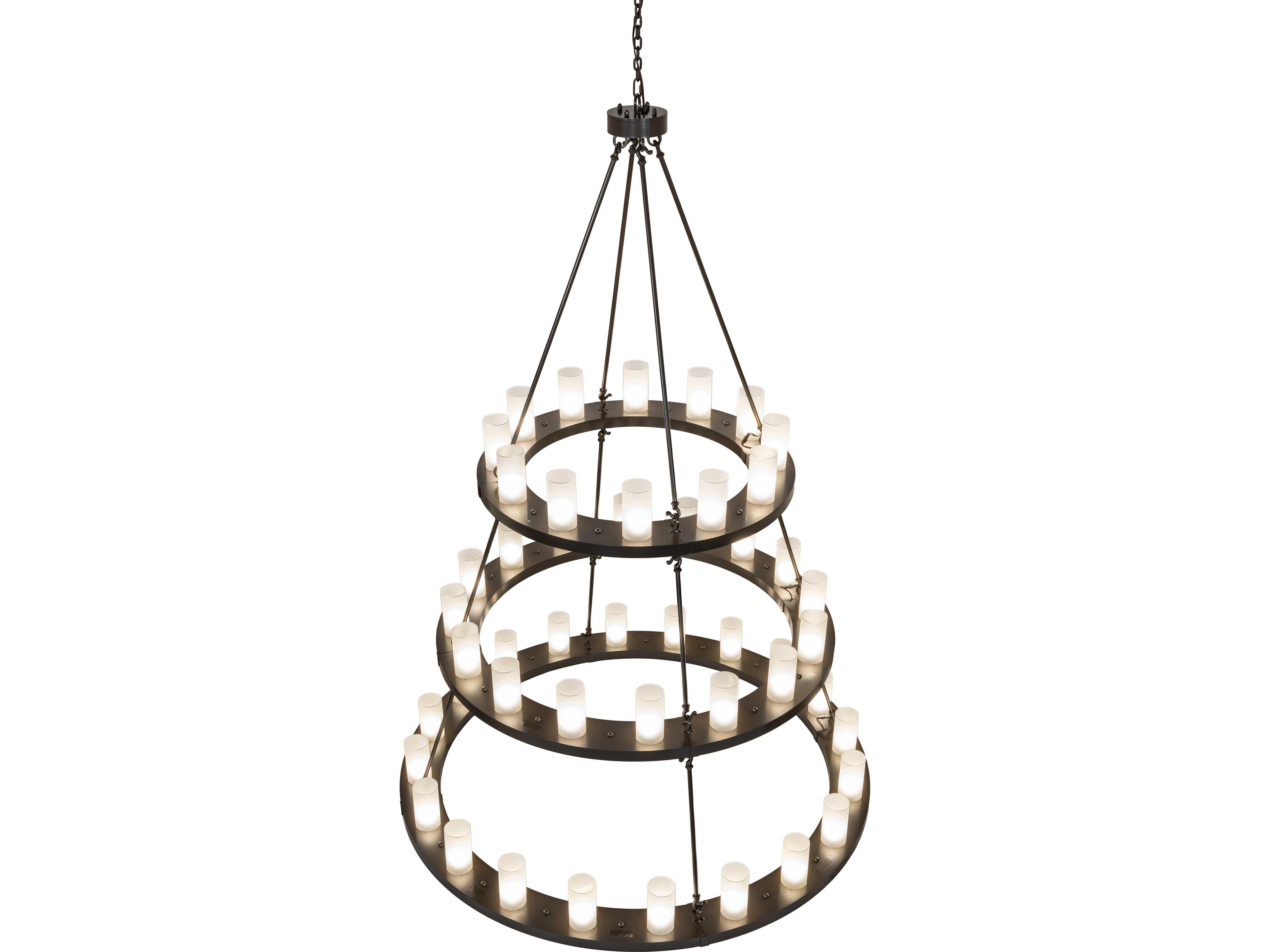 Meyda Loxley 48-Light Clear Frosted Crystal Idalight Bronze Cylinder Tiered Chandelier