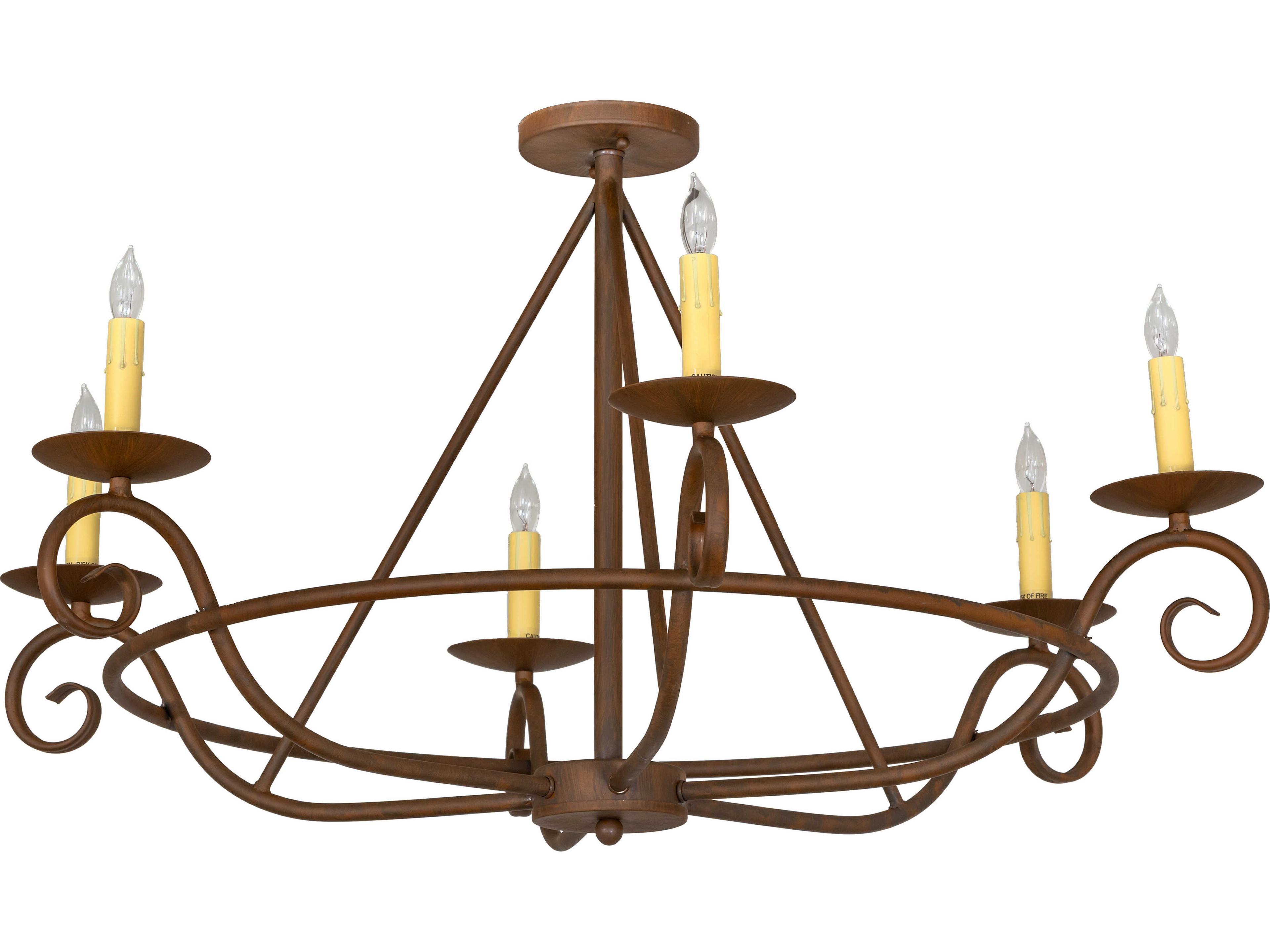 Meyda Estrella 6-Light Rustic Iron Copper Traditional Semi Flush Mount