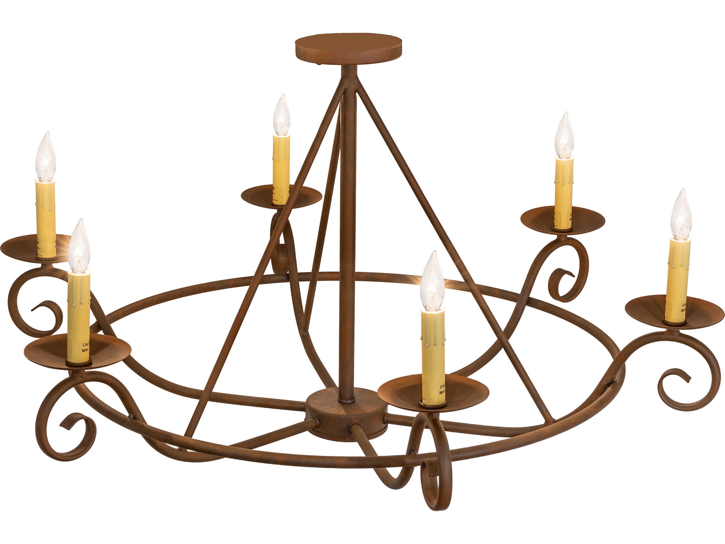 Meyda Estrella 6-Light Rustic Iron Copper Traditional Semi Flush Mount