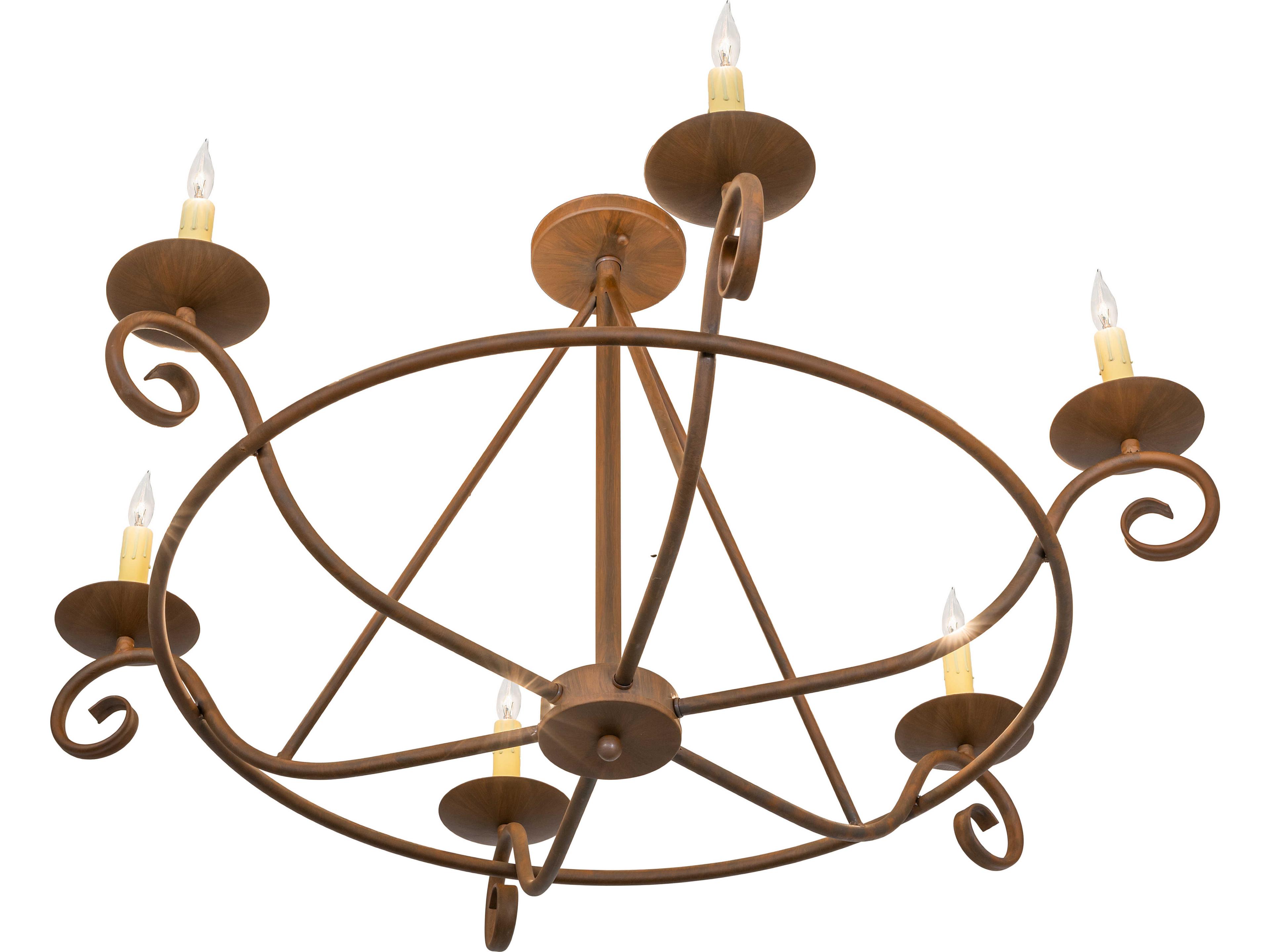 Meyda Estrella 6-Light Rustic Iron Copper Traditional Semi Flush Mount