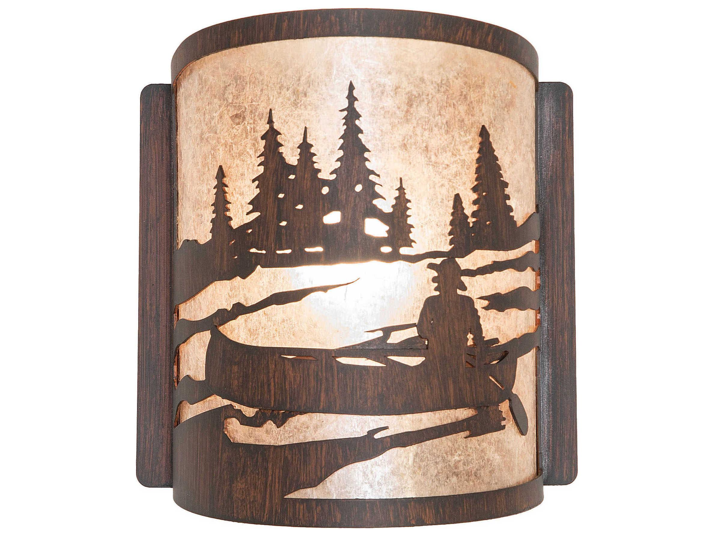 Meyda Canoe At Lake 1-Light Driftwood Brown Wall Sconce