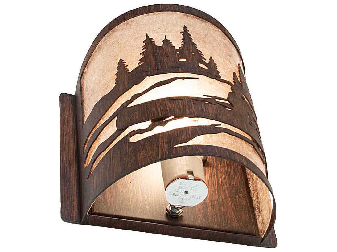 Meyda Canoe At Lake 1-Light Driftwood Brown Wall Sconce