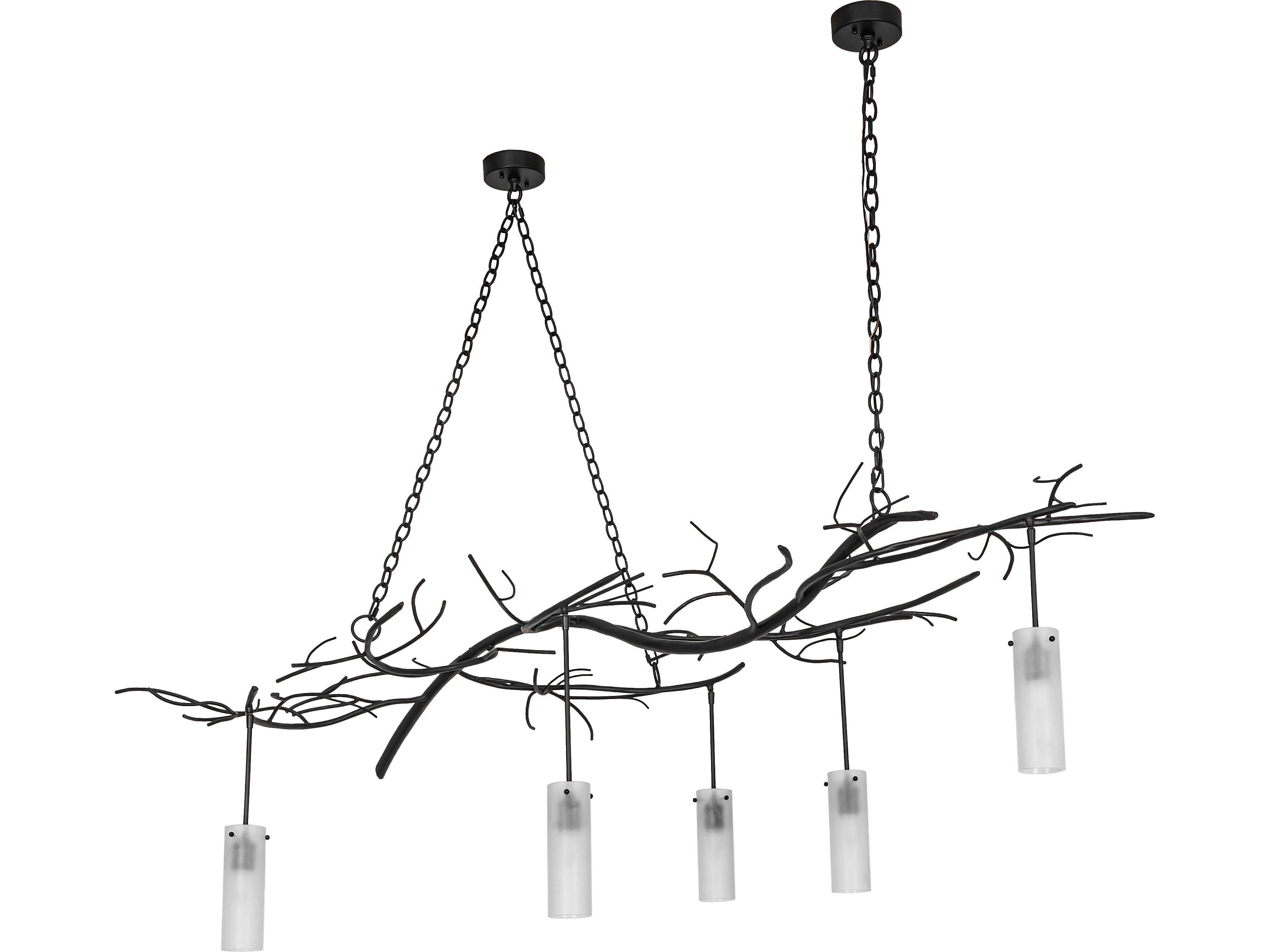 Meyda Winter Solstice 5-Light Clear Frosted Glass Black Linear Island Pendant