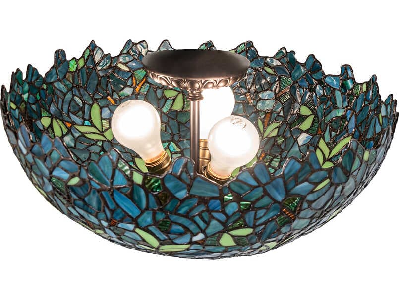 Meyda Nightfall Wisteria 3-Light Bronze Traditional Flush Mount