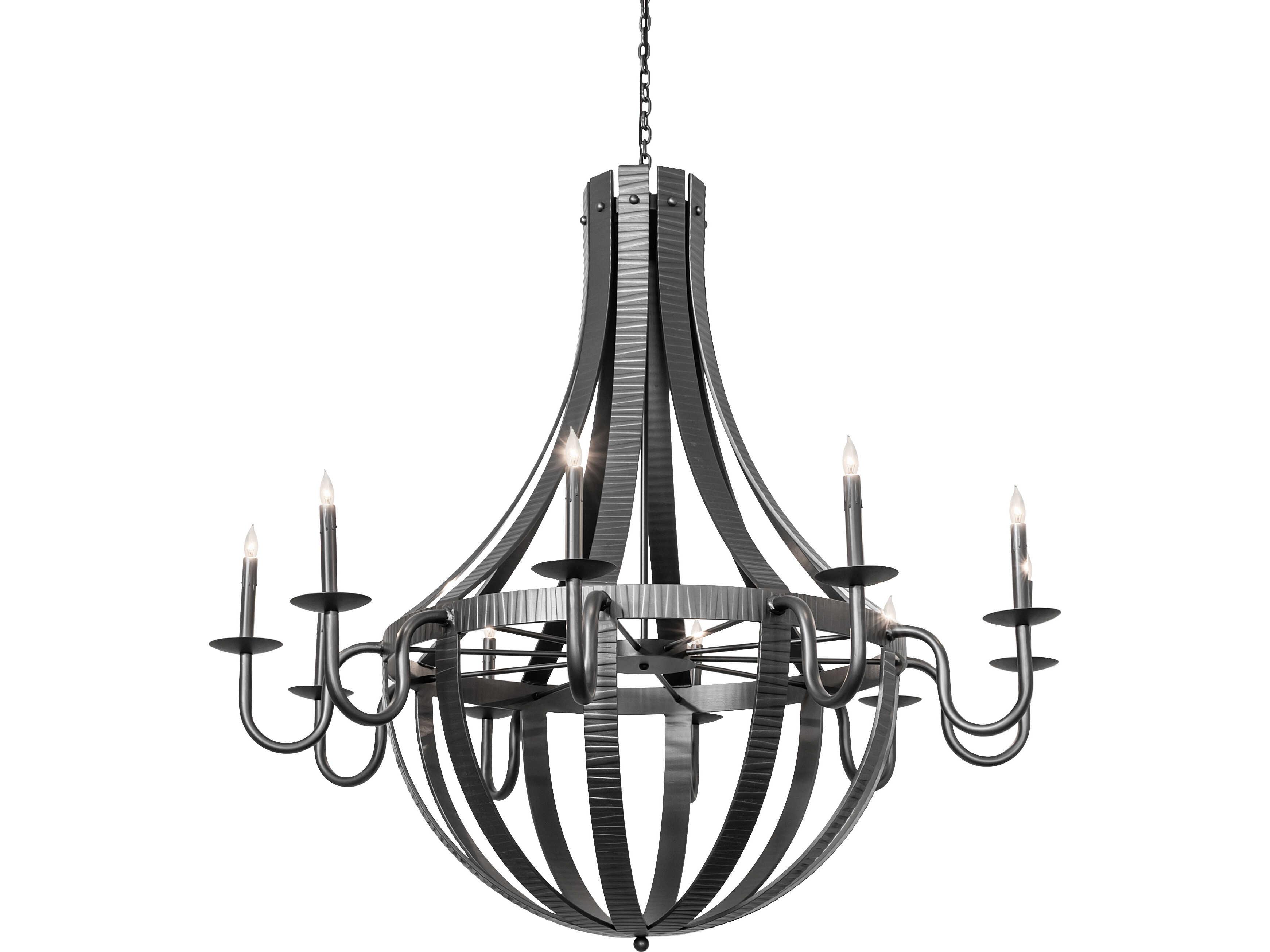 Meyda Barrel Stave 10-Light Wrought Iron Steel Traditional Candelabra Chandelier