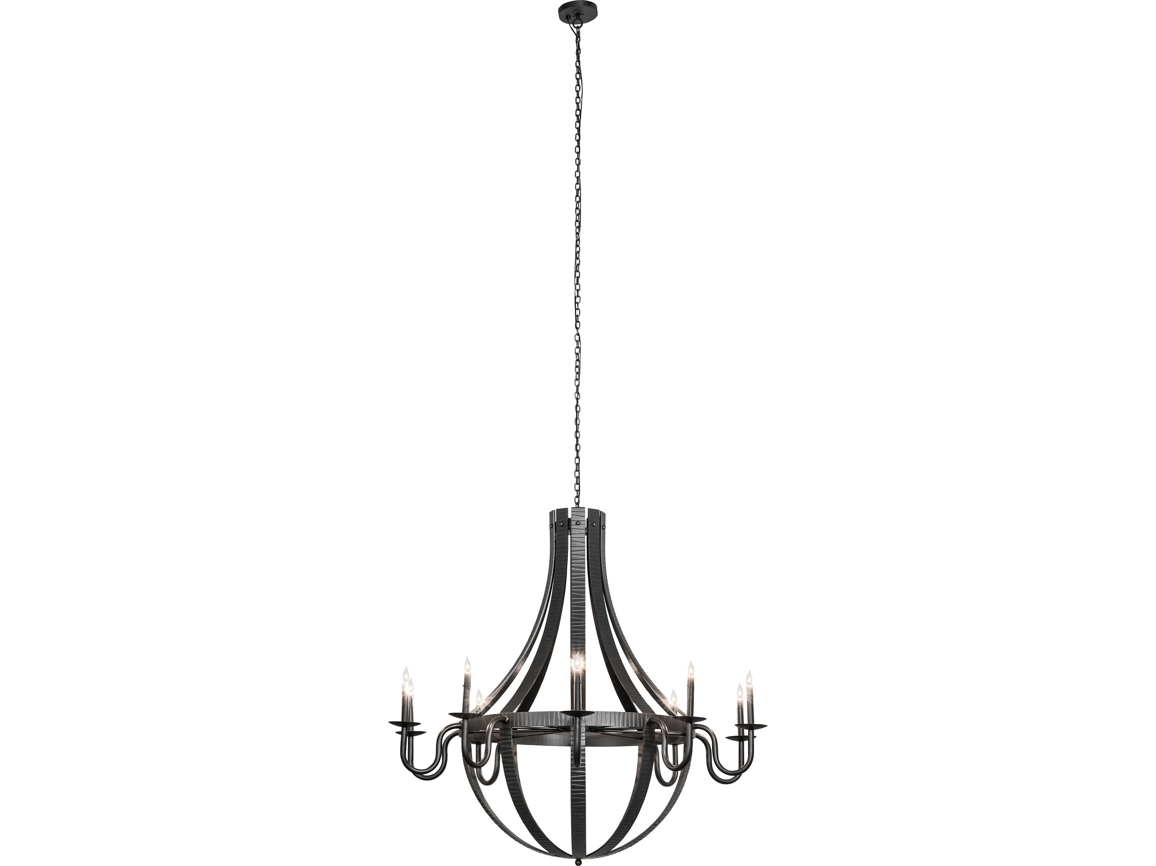 Meyda Barrel Stave 10-Light Wrought Iron Steel Traditional Candelabra Chandelier