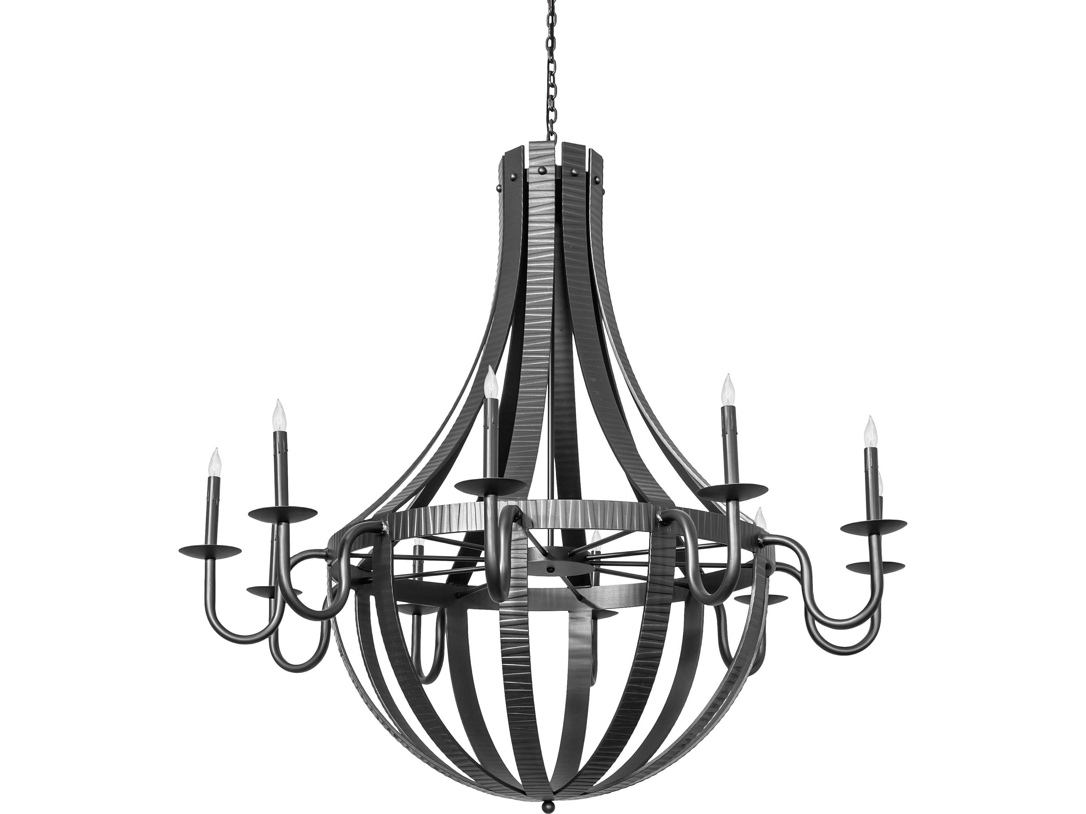 Meyda Barrel Stave 10-Light Wrought Iron Steel Traditional Candelabra Chandelier