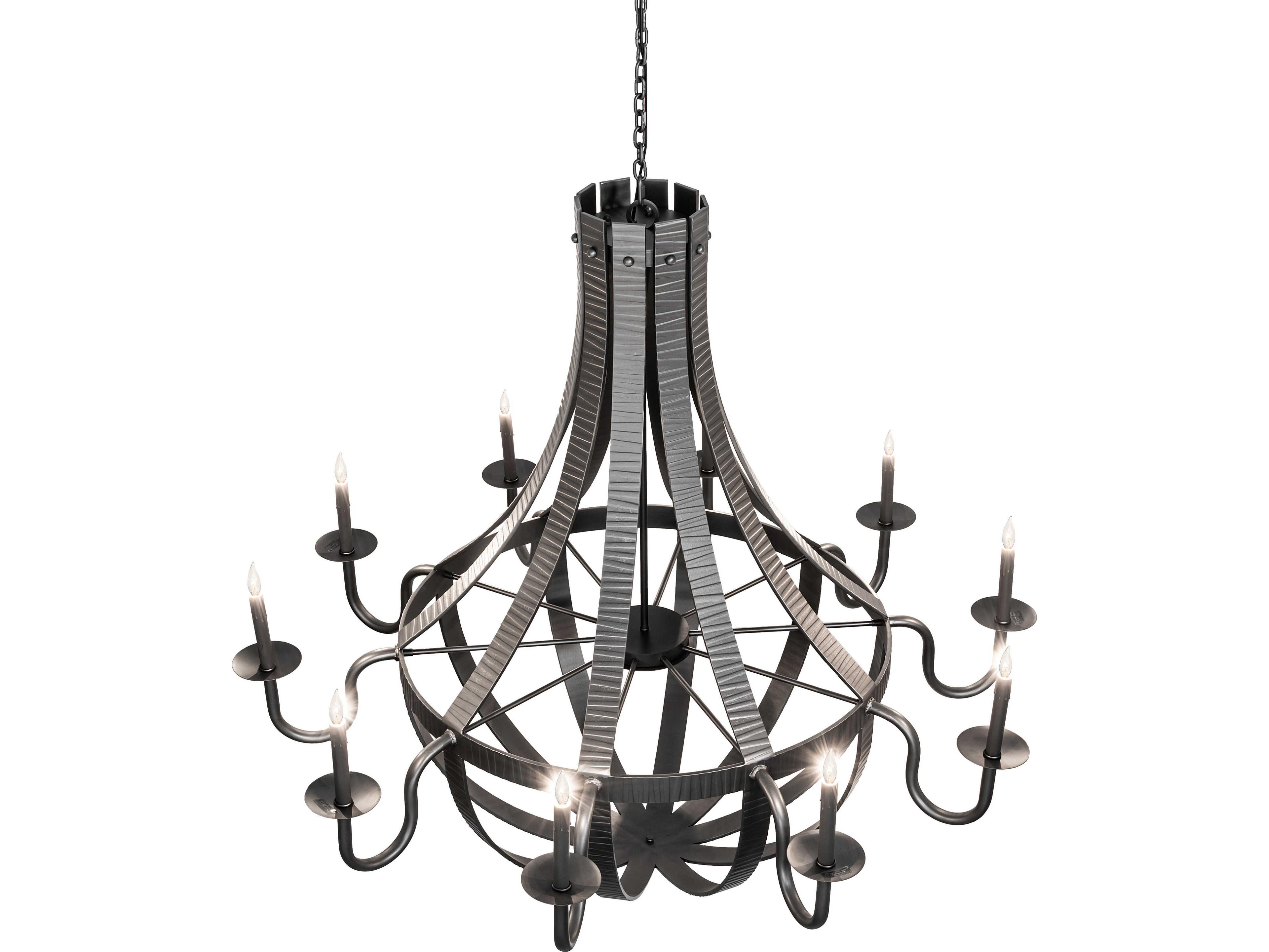 Meyda Barrel Stave 10-Light Wrought Iron Steel Traditional Candelabra Chandelier